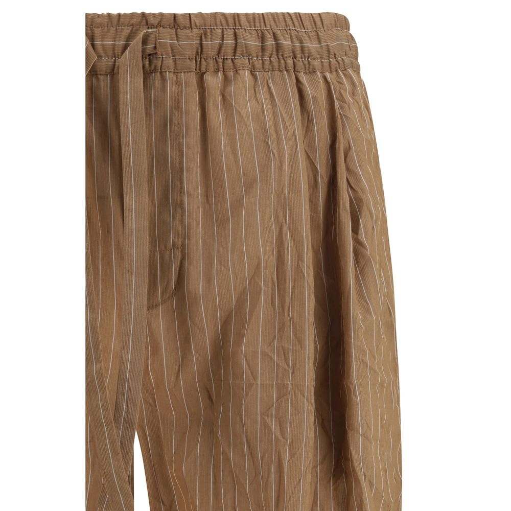 Dolce & Gabbana Brown Linen Casual Pants Dolce & Gabbana