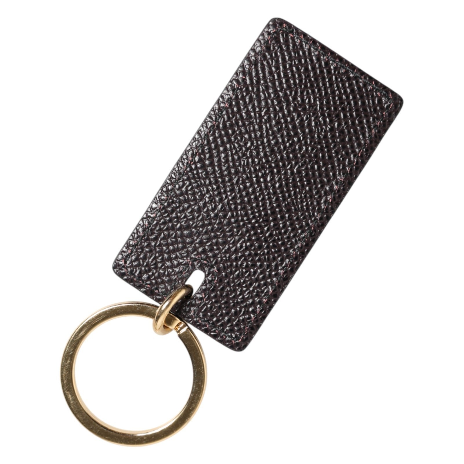 Dolce & Gabbana Black Calf Leather Logo Metal Ring Men Keychain Keyring Dolce & Gabbana