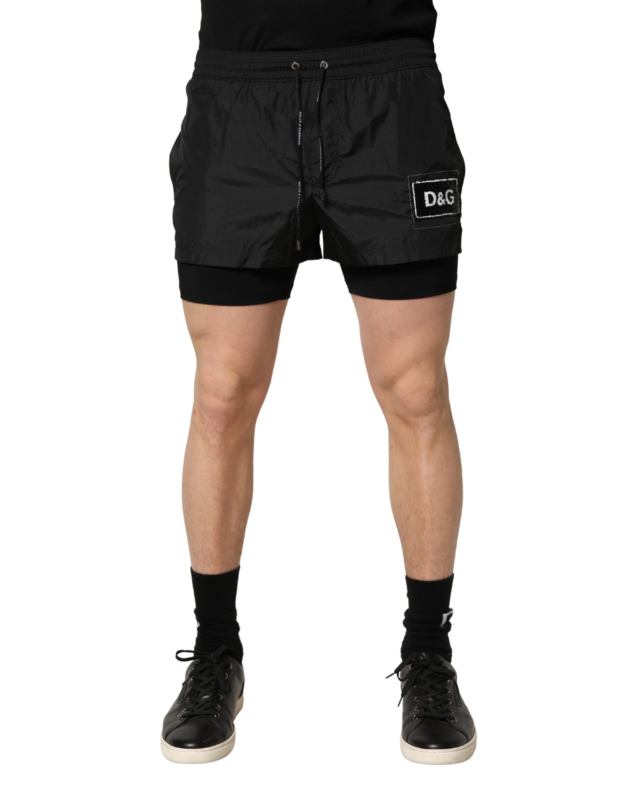 Dolce & Gabbana Black Polyester Drawstring Men Shorts Swimwear Dolce & Gabbana