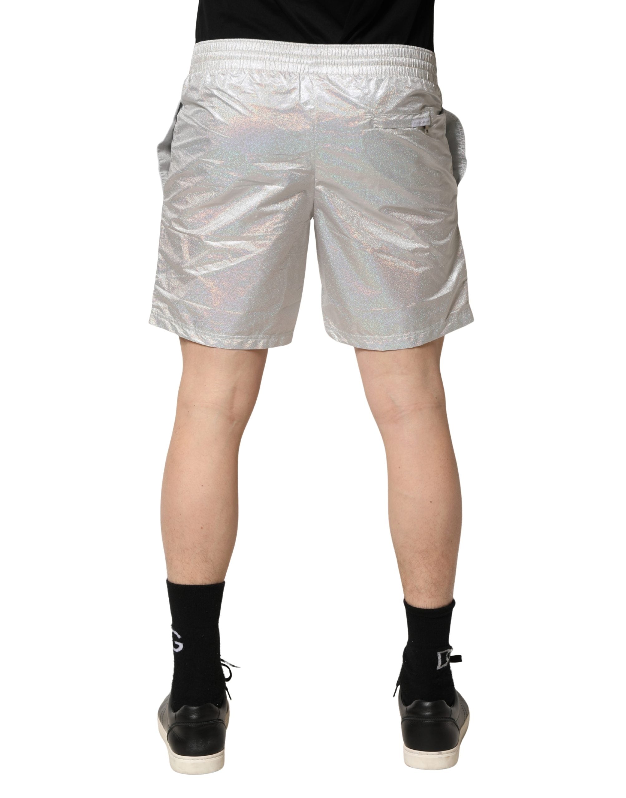 Dolce & Gabbana Silver Polyester Drawstring Men Shorts Swimwear Dolce & Gabbana