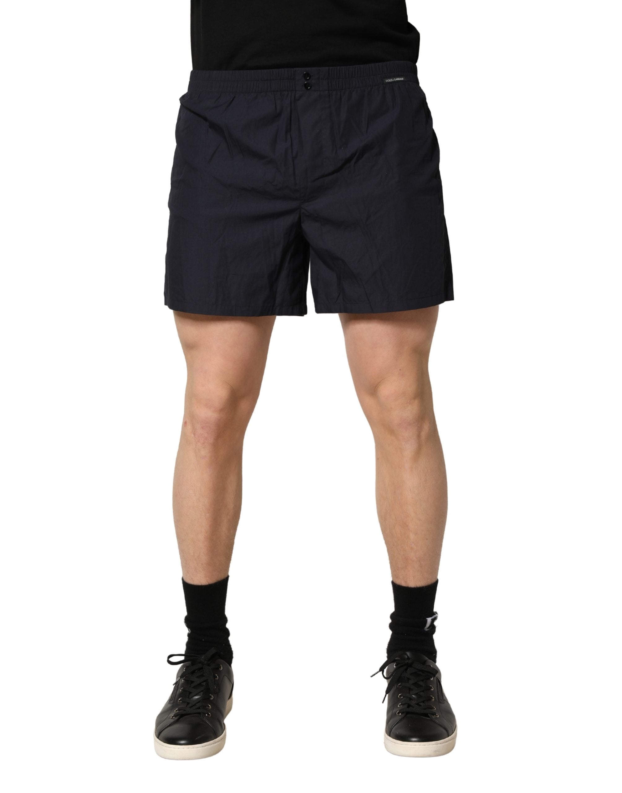 Dolce & Gabbana Black Cotton Elastic Waist Swim Shorts Swimwear Dolce & Gabbana
