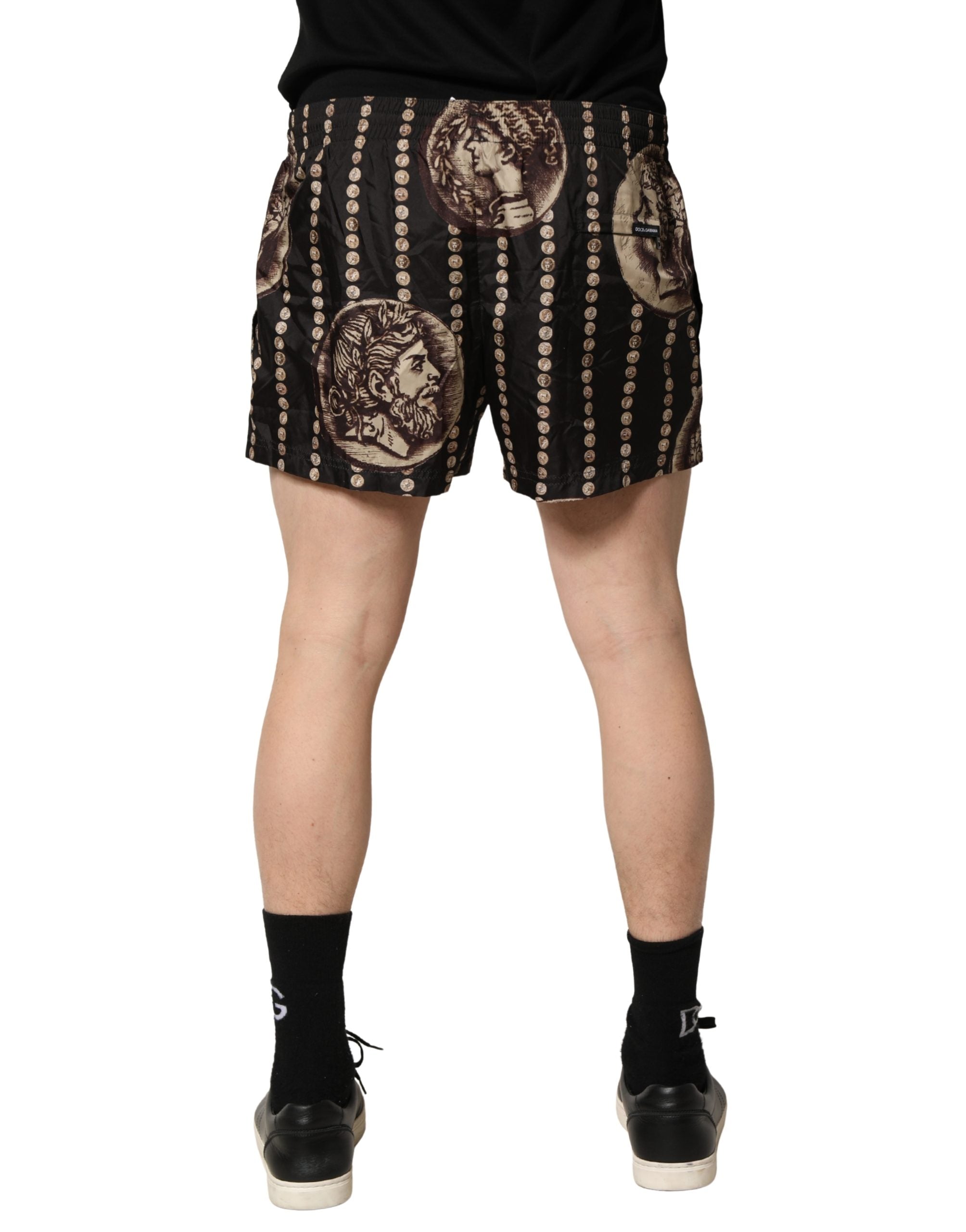 Dolce & Gabbana Black Roman Coin Print Swim Shorts Swimwear Dolce & Gabbana