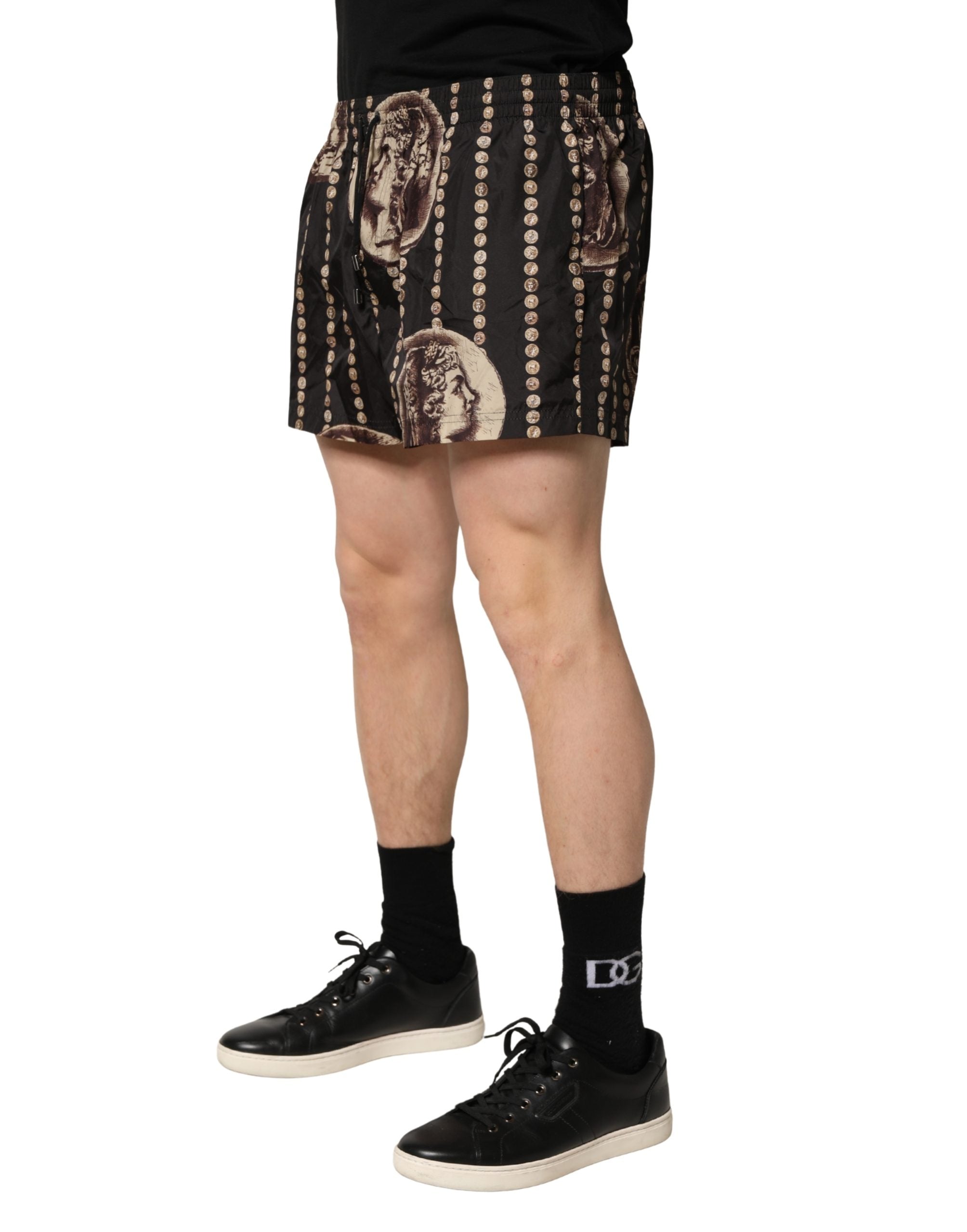Dolce & Gabbana Black Roman Coin Print Swim Shorts Swimwear Dolce & Gabbana
