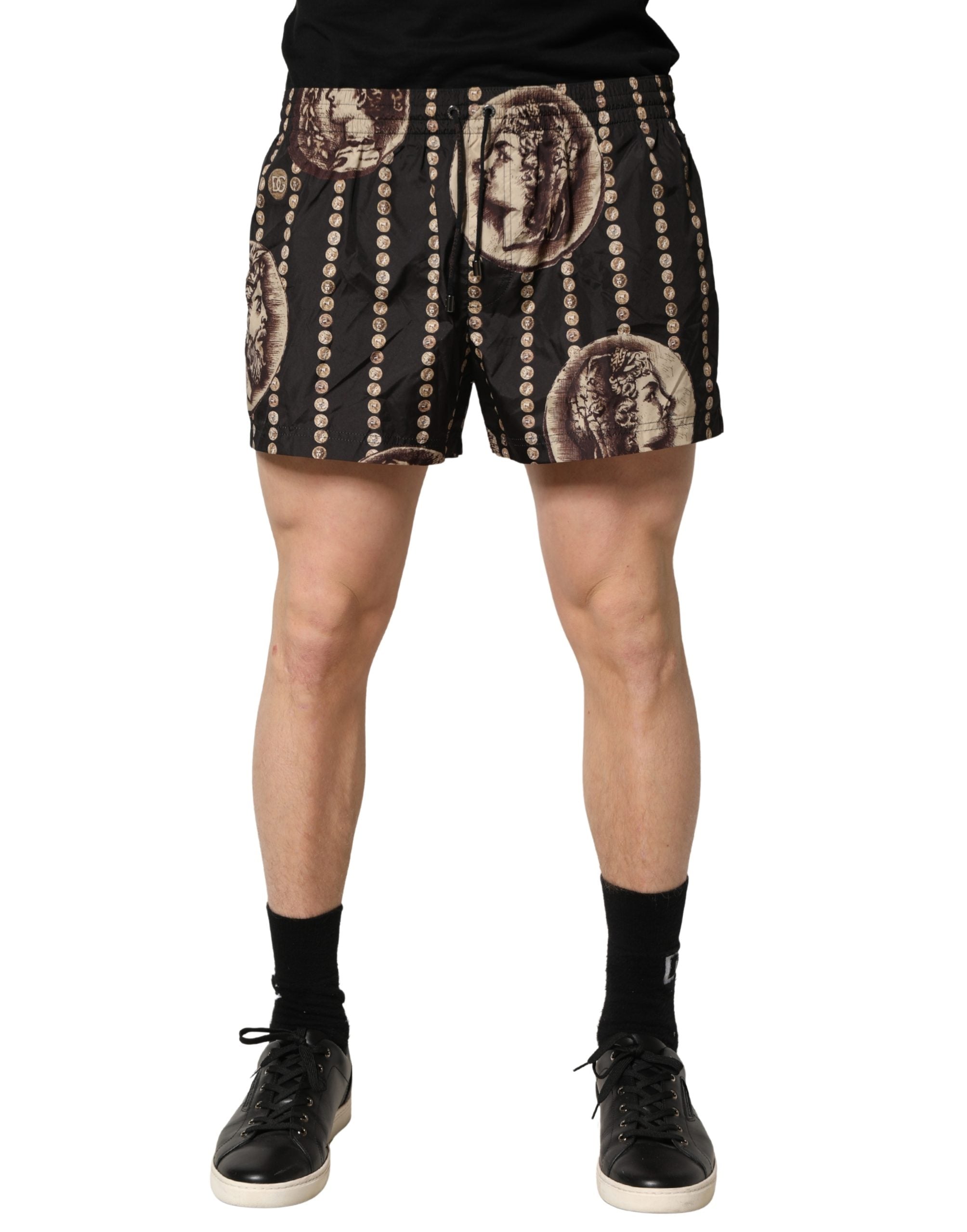 Dolce & Gabbana Black Roman Coin Print Swim Shorts Swimwear Dolce & Gabbana