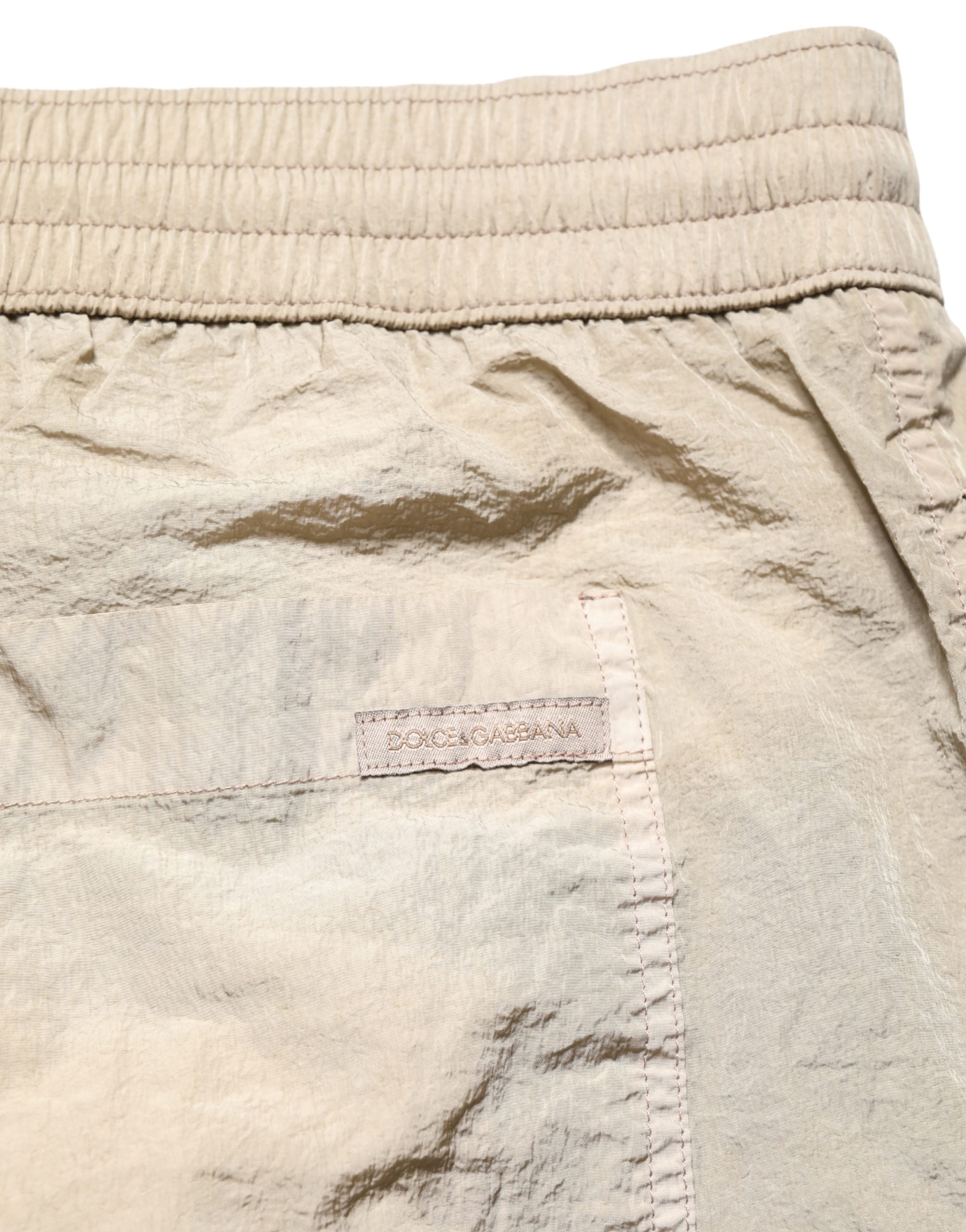 Dolce & Gabbana Brown Nylon Drawstring Swim Shorts Swimwear Dolce & Gabbana