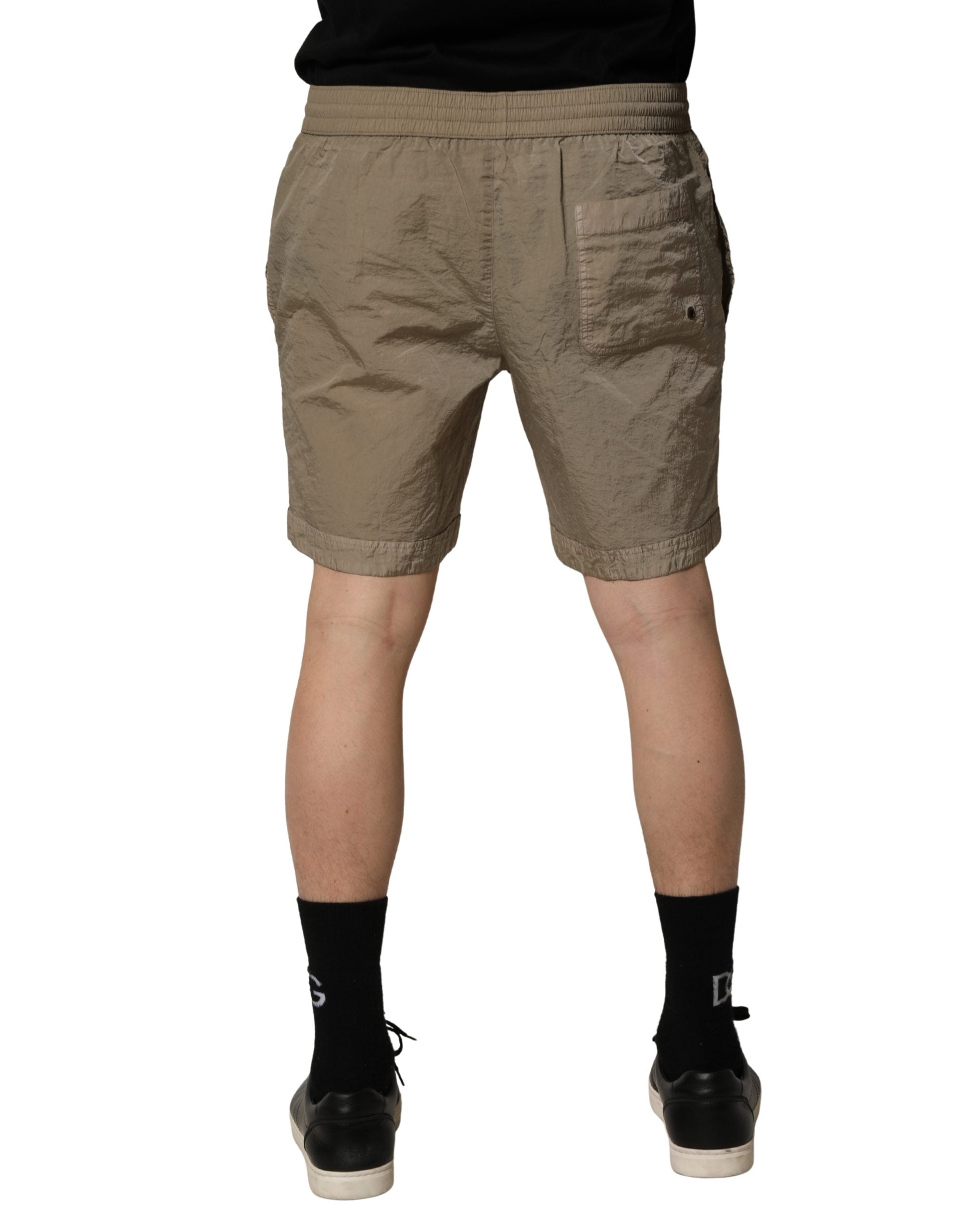 Dolce & Gabbana Brown Nylon Drawstring Swim Shorts Swimwear Dolce & Gabbana