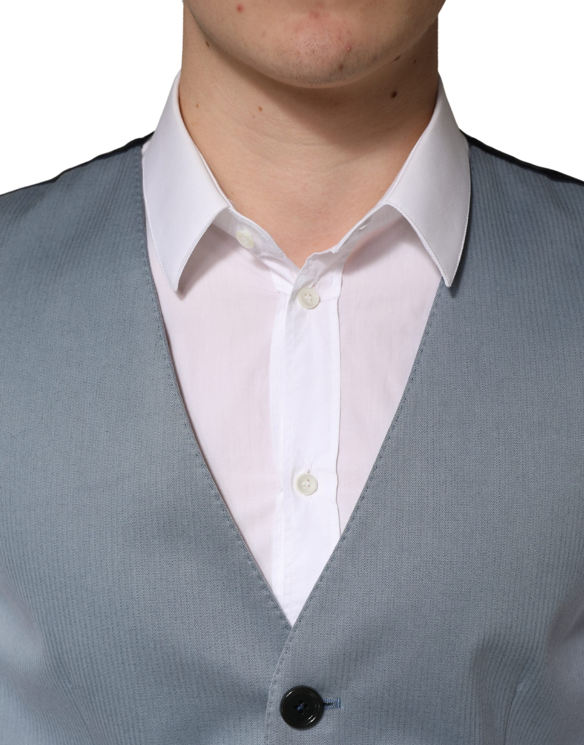Dolce & Gabbana Gray Wool Single Breasted Men Waistcoat Vest Dolce & Gabbana