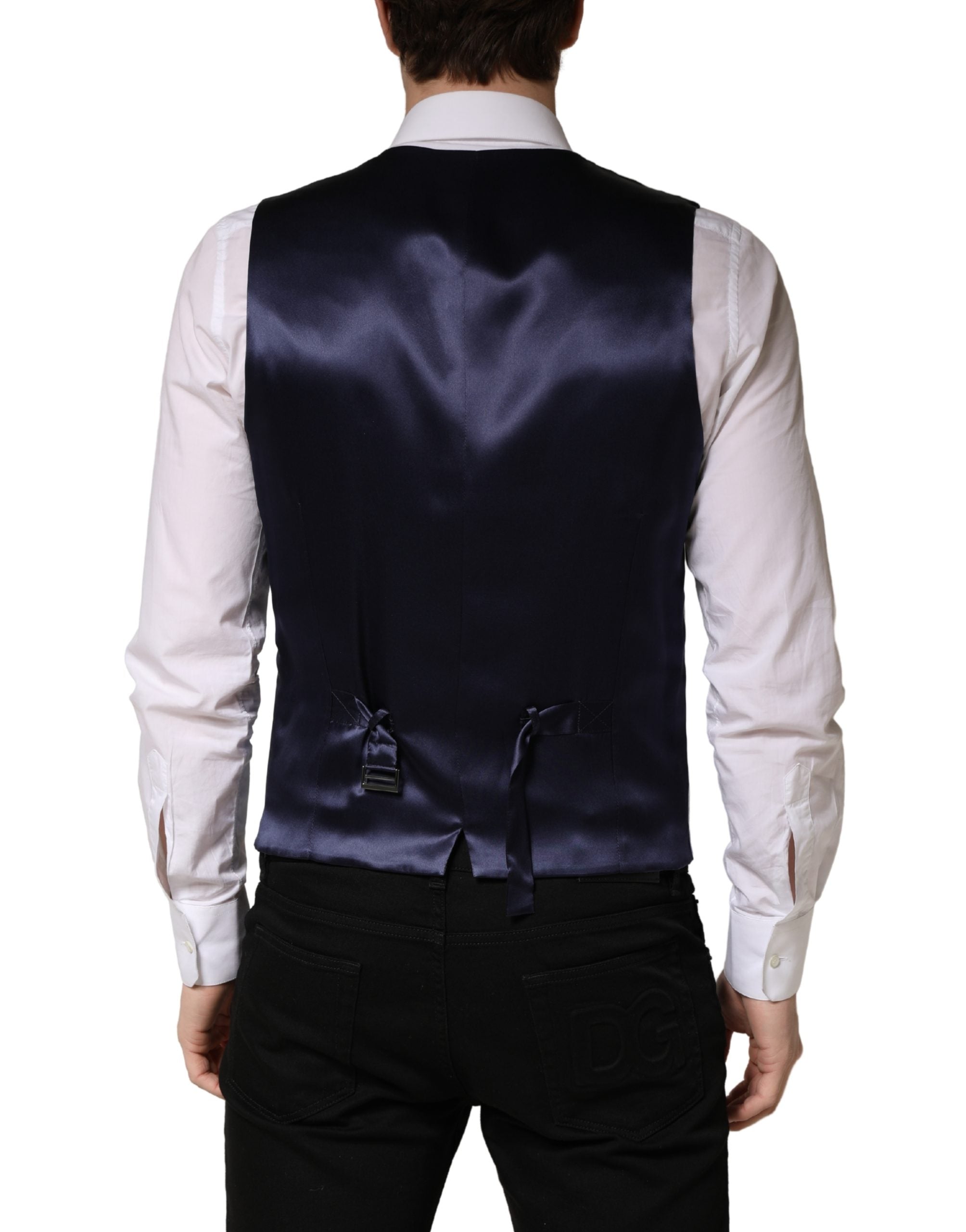 Dolce & Gabbana Gray Wool Single Breasted Men Waistcoat Vest Dolce & Gabbana