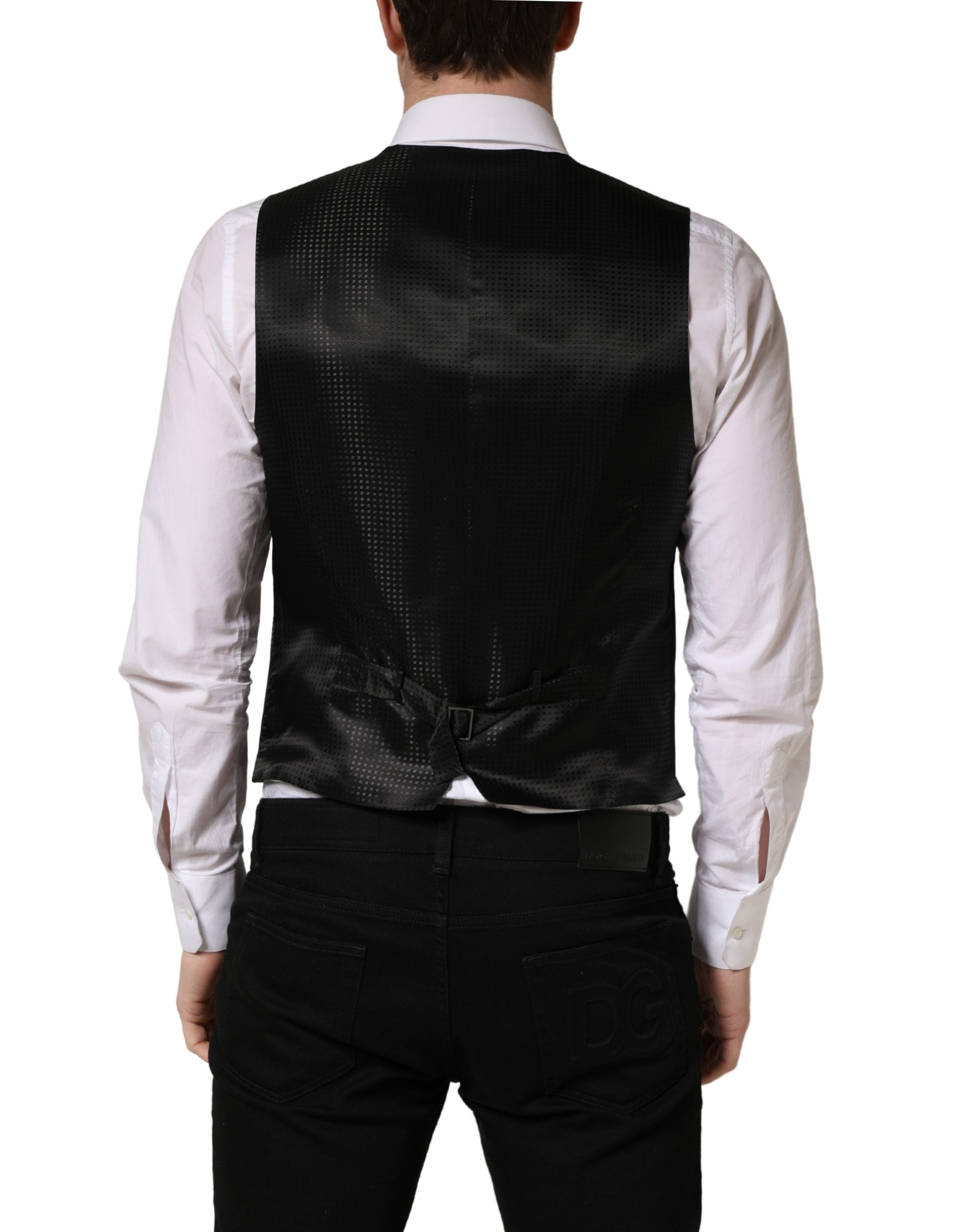 Dolce & Gabbana Black Wool Single Breasted Waistcoat Vest Dolce & Gabbana