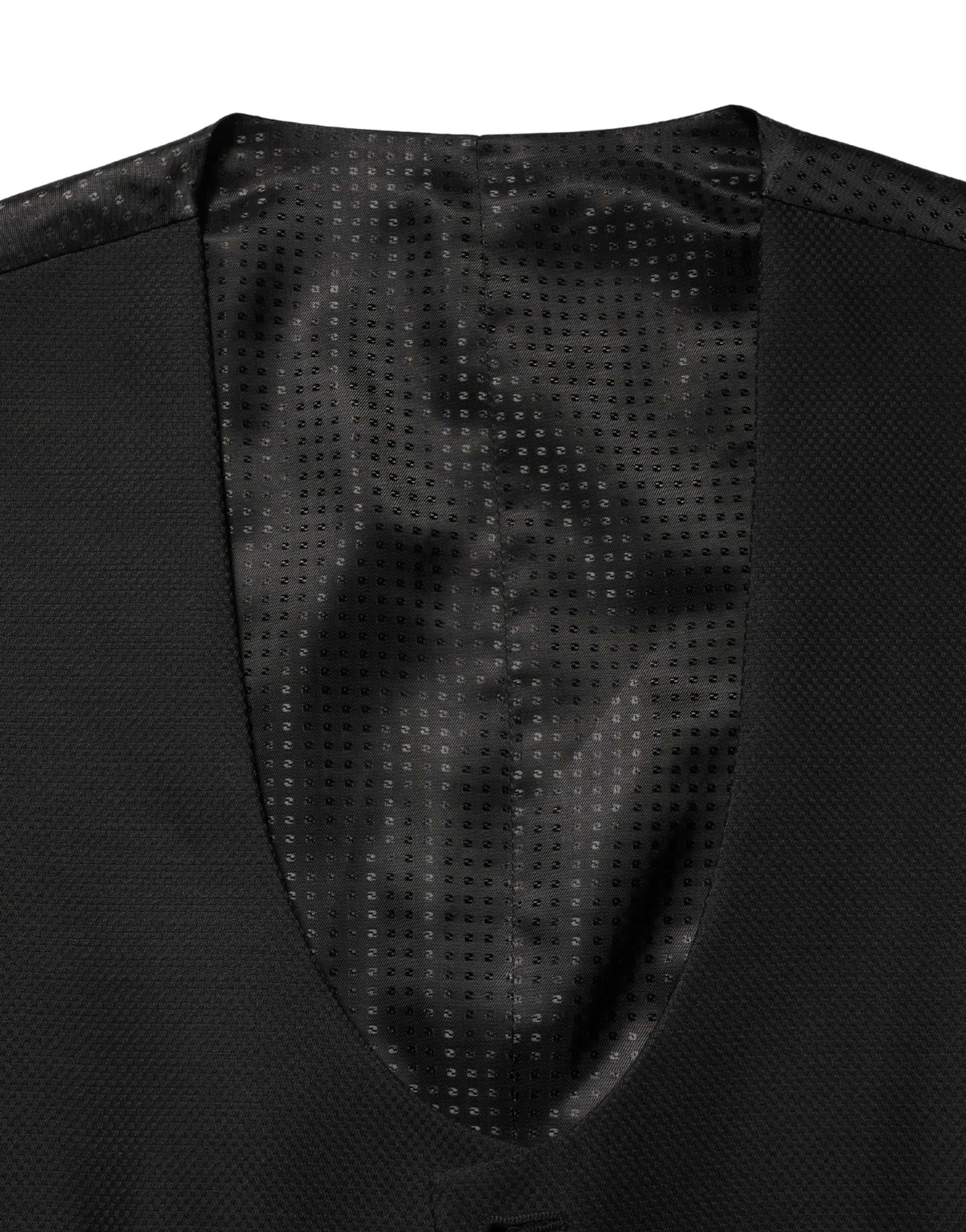 Dolce & Gabbana Black Wool Single Breasted Waistcoat Vest Dolce & Gabbana