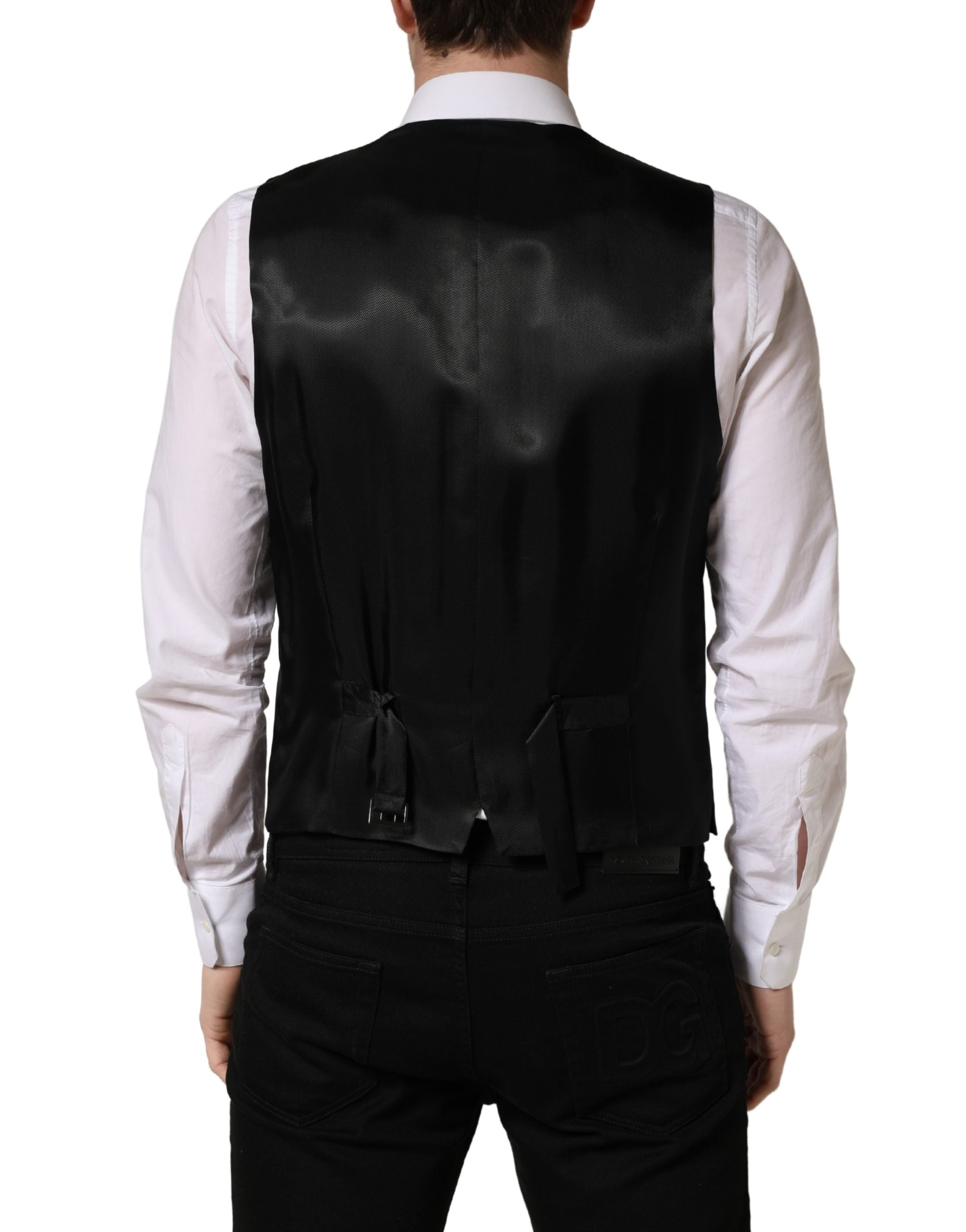 Dolce & Gabbana Dark Gray Single Breasted Men Waistcoat Vest Dolce & Gabbana