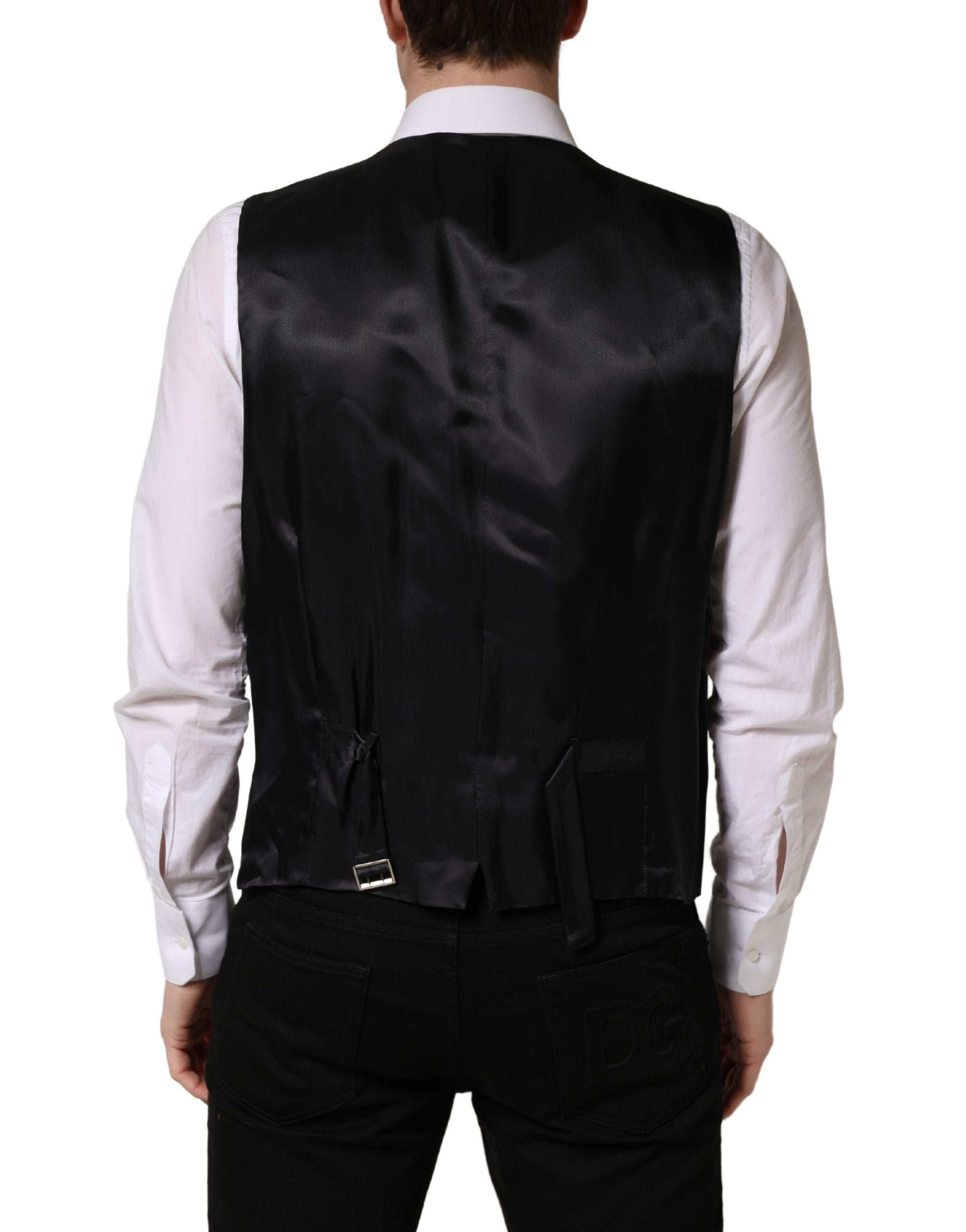 Dolce & Gabbana Black Wool Single Breasted Waistcoat Vest Dolce & Gabbana