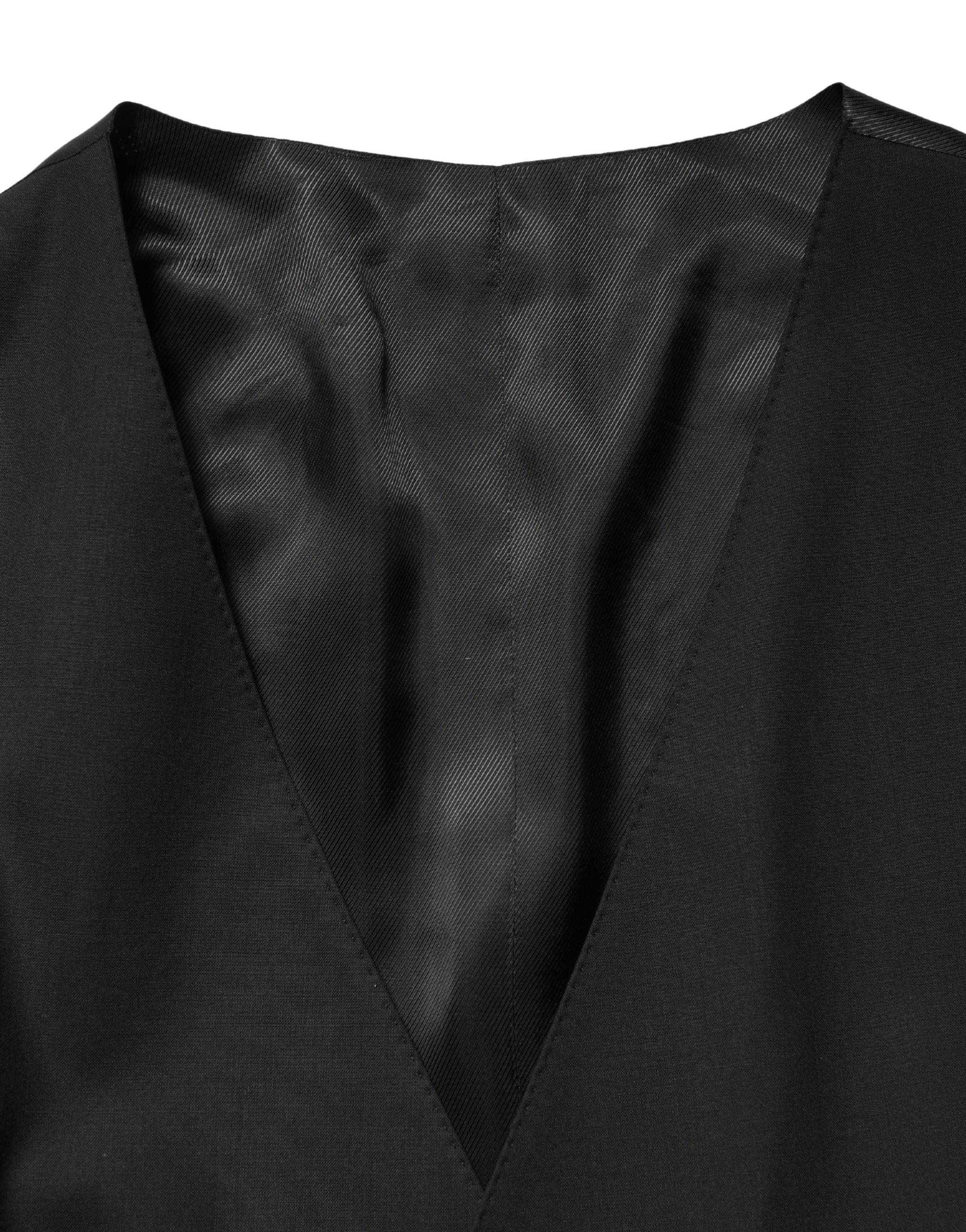 Dolce & Gabbana Black Wool Single Breasted Waistcoat Vest Dolce & Gabbana