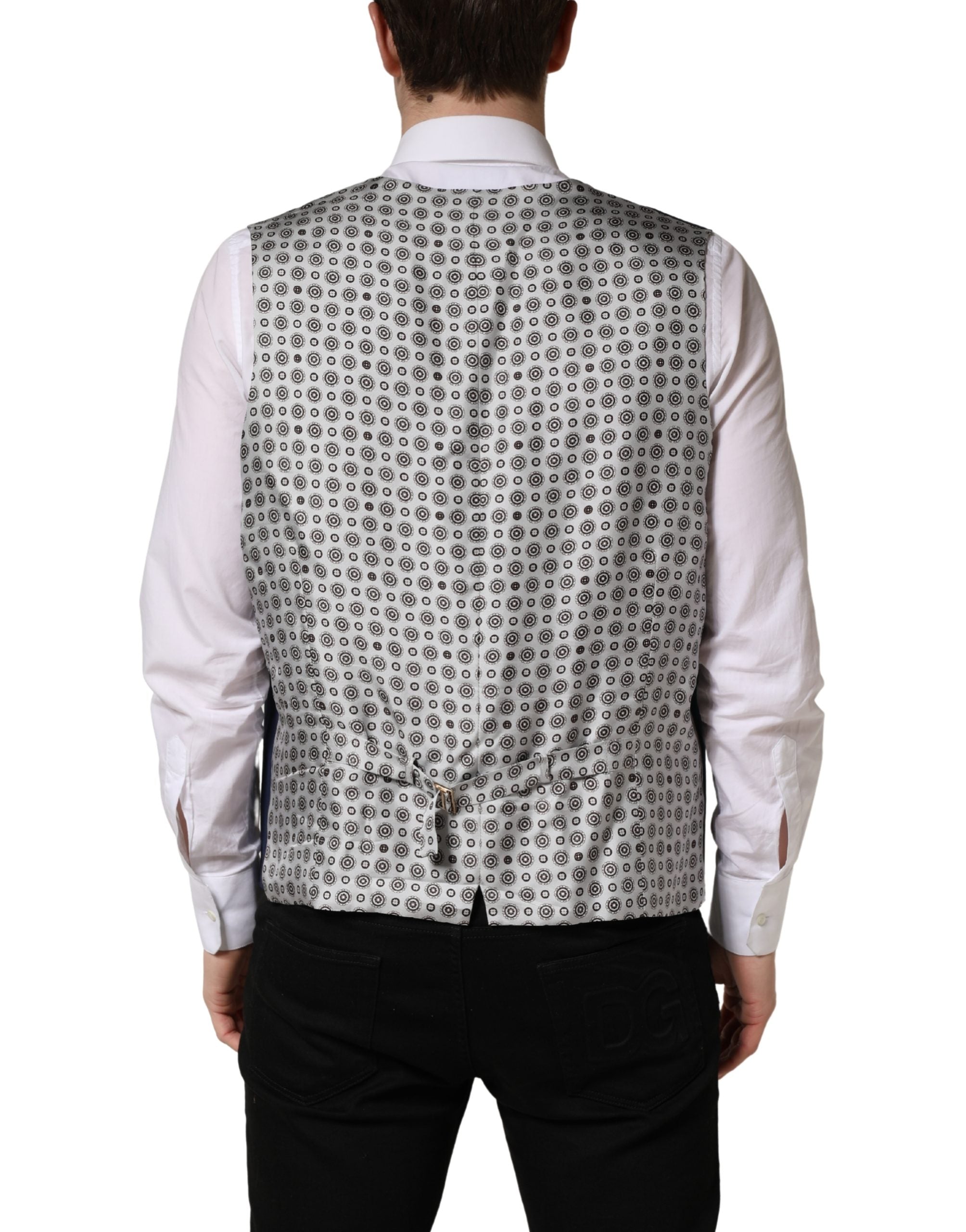 Dolce & Gabbana Navy Blue Wool Dress Formal Waistcoat Vest Dolce & Gabbana