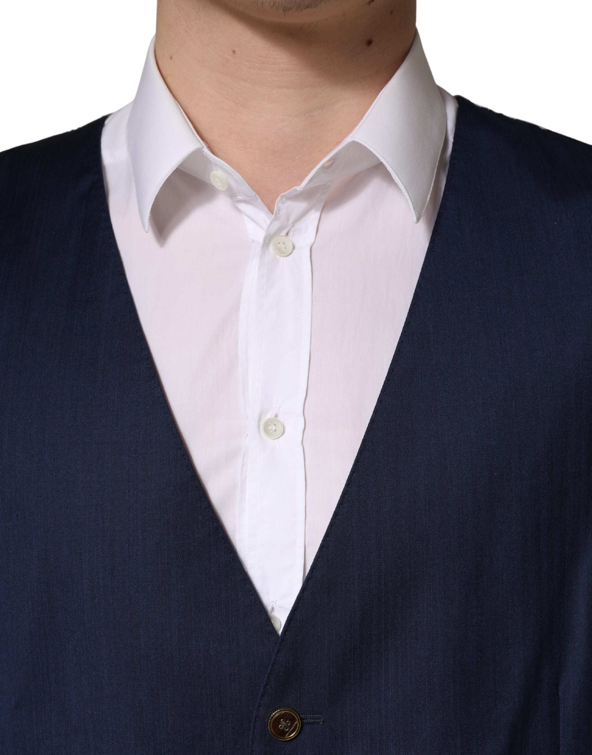 Dolce & Gabbana Navy Blue Wool Dress Formal Waistcoat Vest Dolce & Gabbana