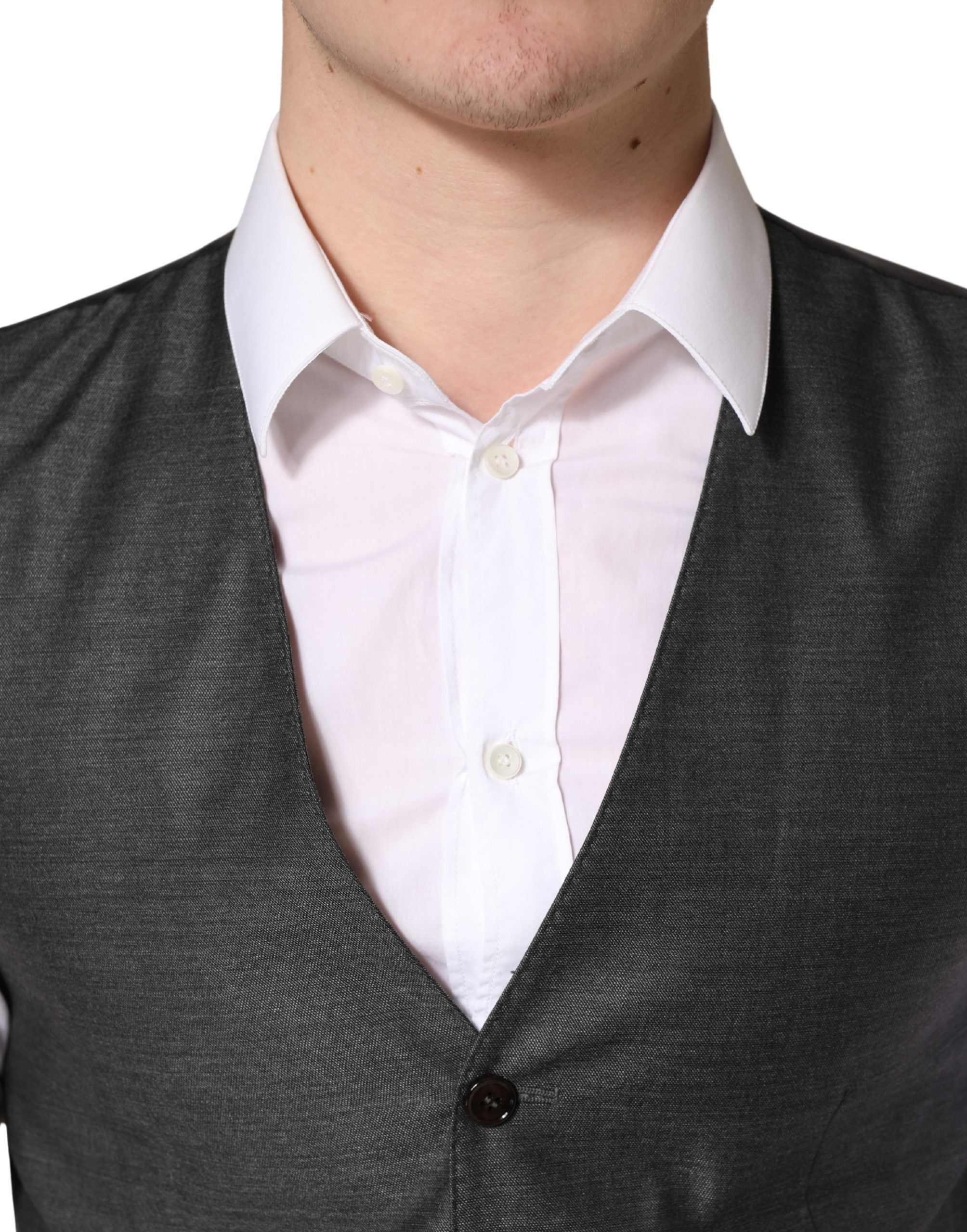 Dolce & Gabbana Dark Gray Wool Dress Formal Waistcoat Vest Dolce & Gabbana