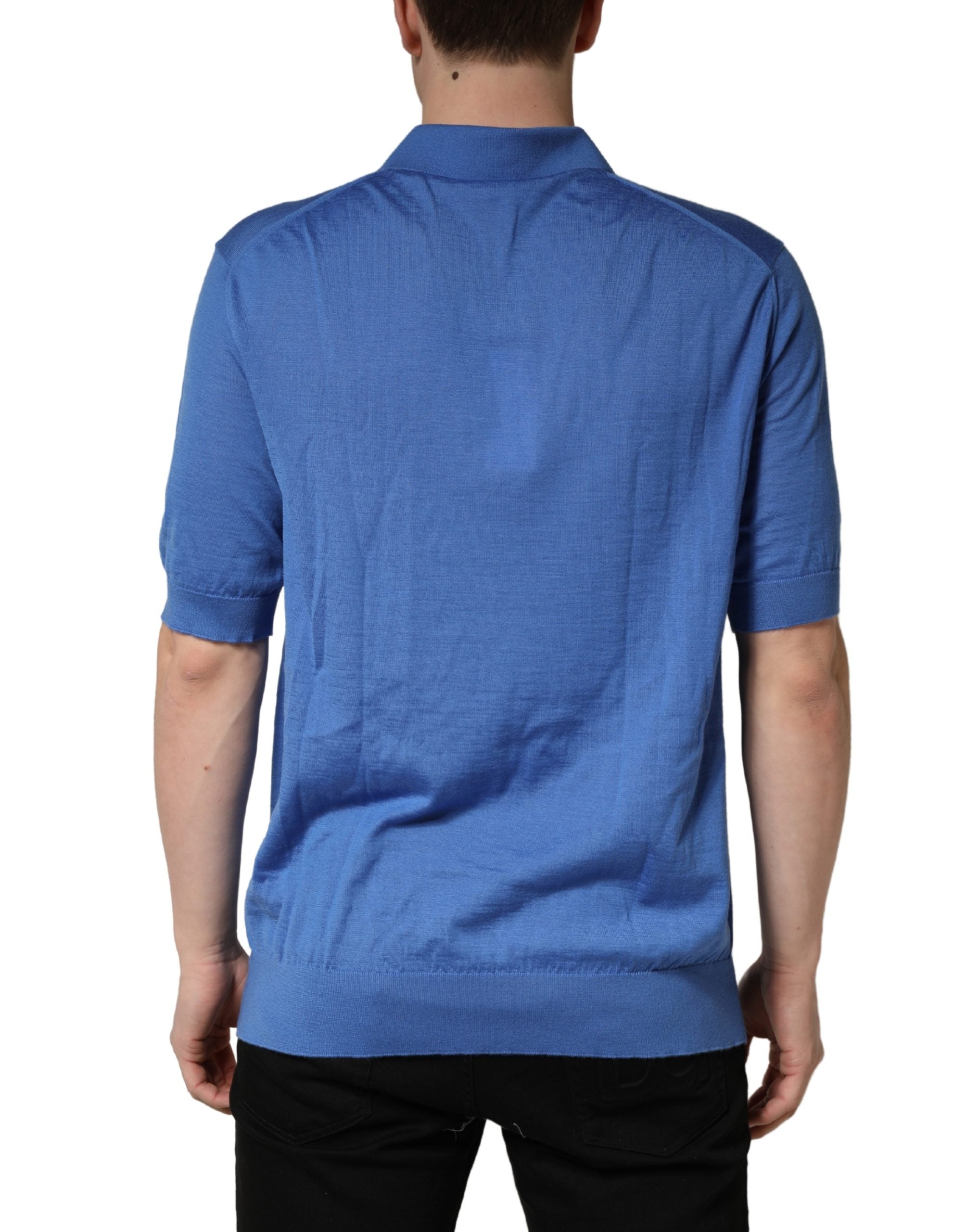 Dolce & Gabbana Blue Cashmere Short Sleeves Polo  T-shirt Dolce & Gabbana