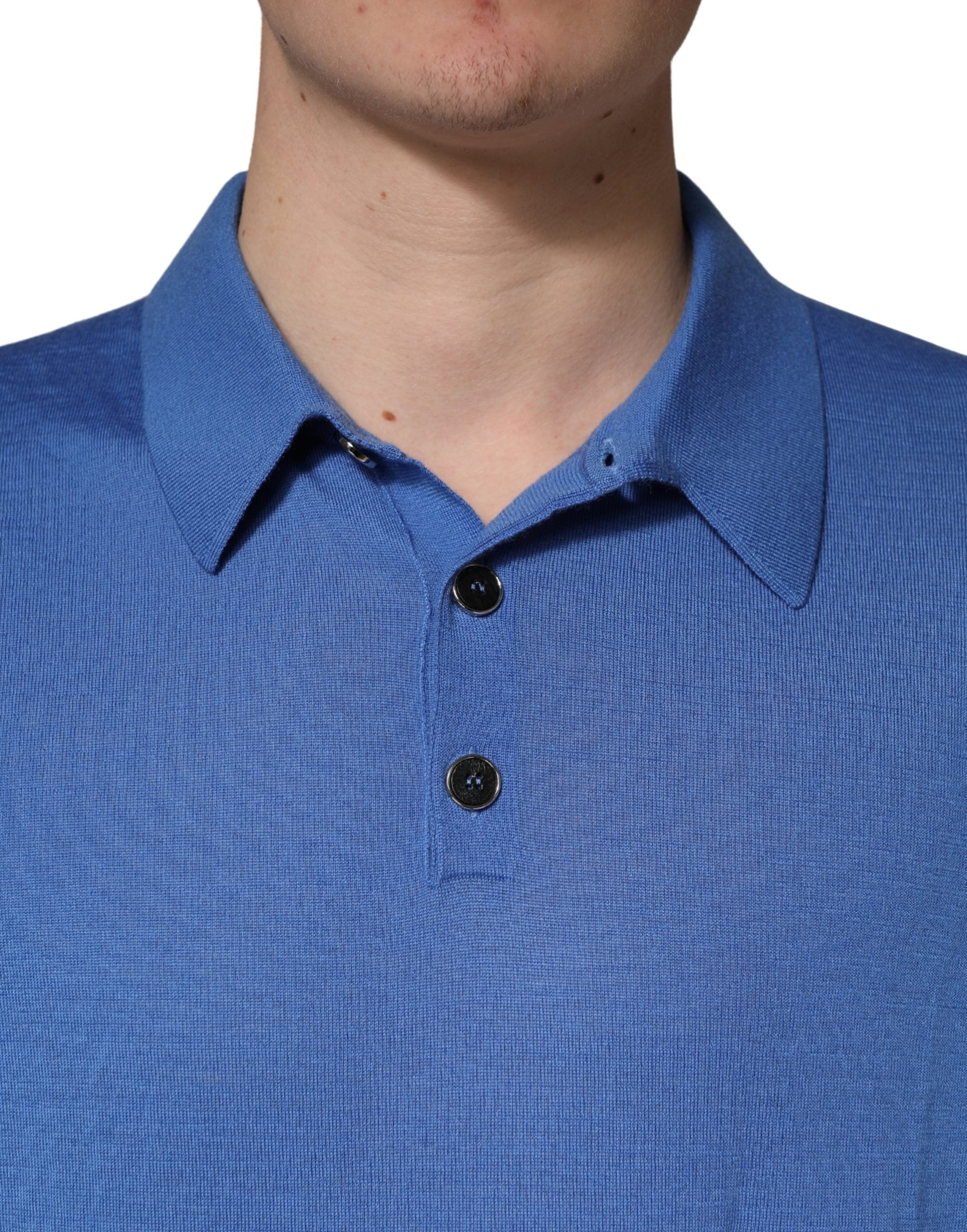 Dolce & Gabbana Blue Cashmere Short Sleeves Polo  T-shirt Dolce & Gabbana