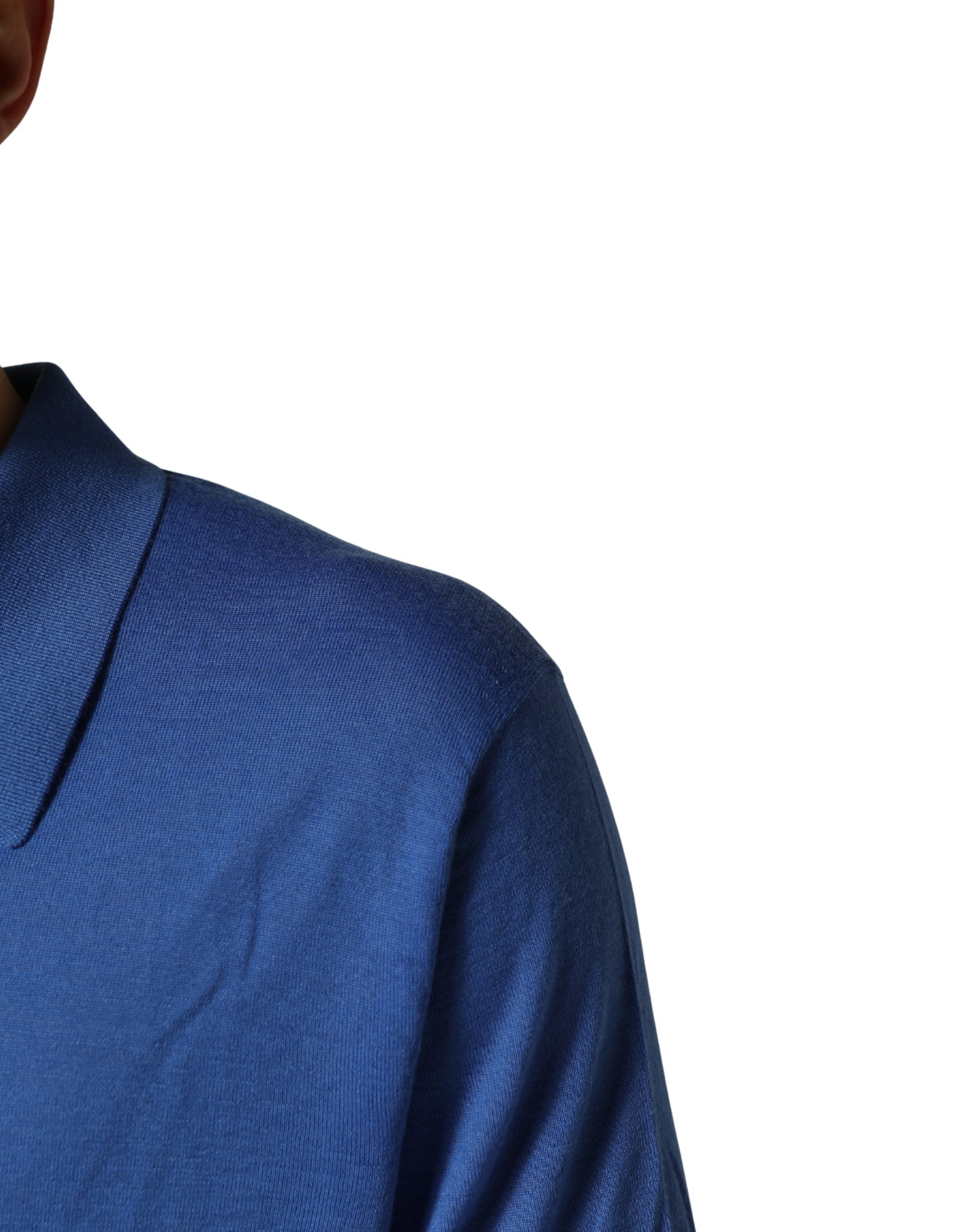 Dolce & Gabbana Blue Cashmere Short Sleeves Polo  T-shirt Dolce & Gabbana