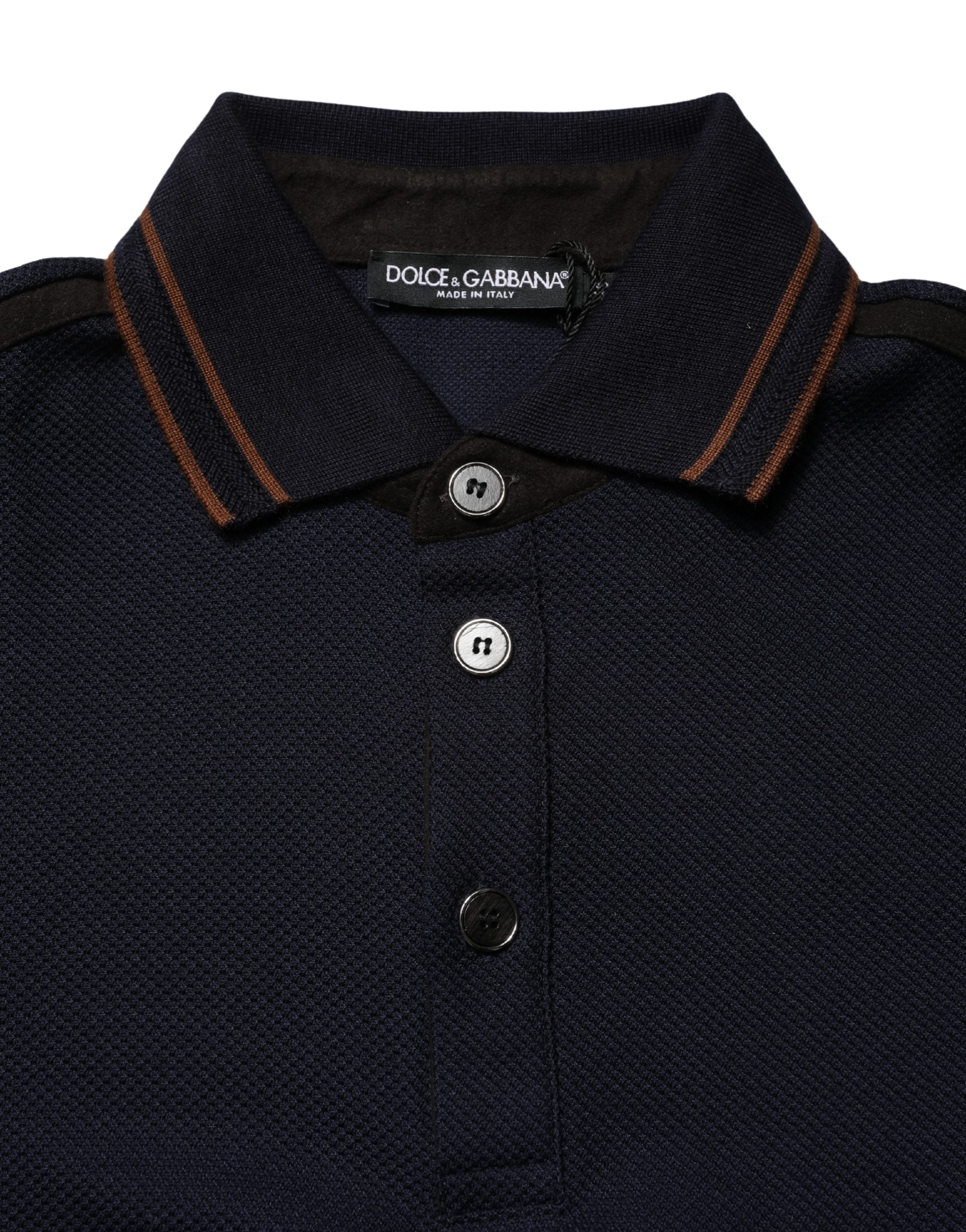 Dolce & Gabbana Dark Blue Silk Short Sleeve Men Polo T-shirt Dolce & Gabbana