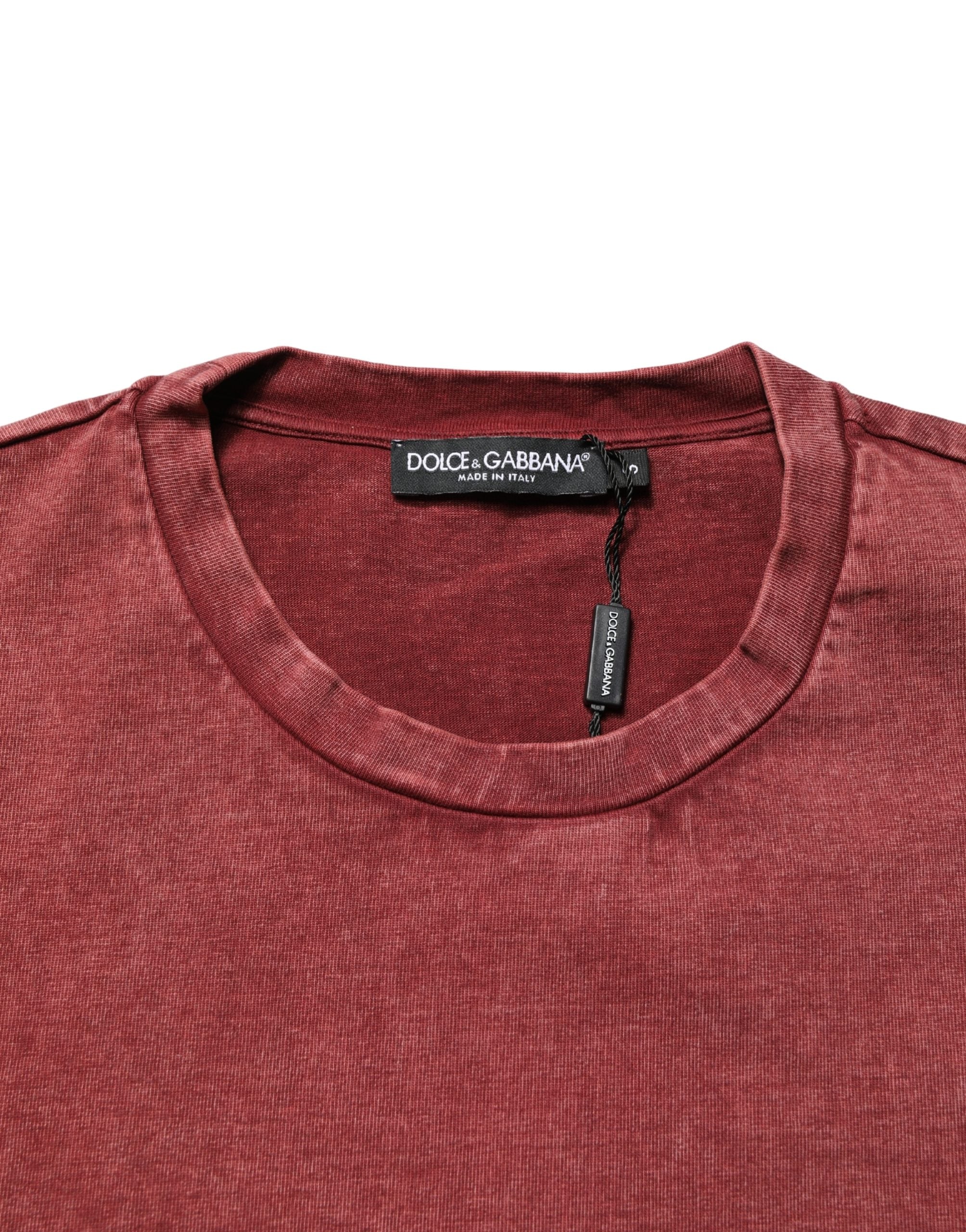 Dolce & Gabbana Maroon Print Round Neck Short Sleeve T-shirt Dolce & Gabbana