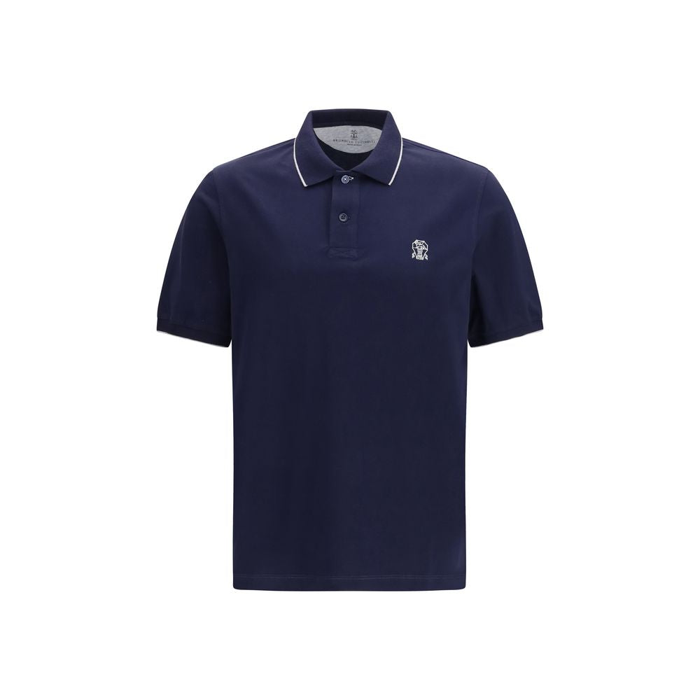 Brunello Cucinelli Blue Cotton Polo Shirt Brunello Cucinelli