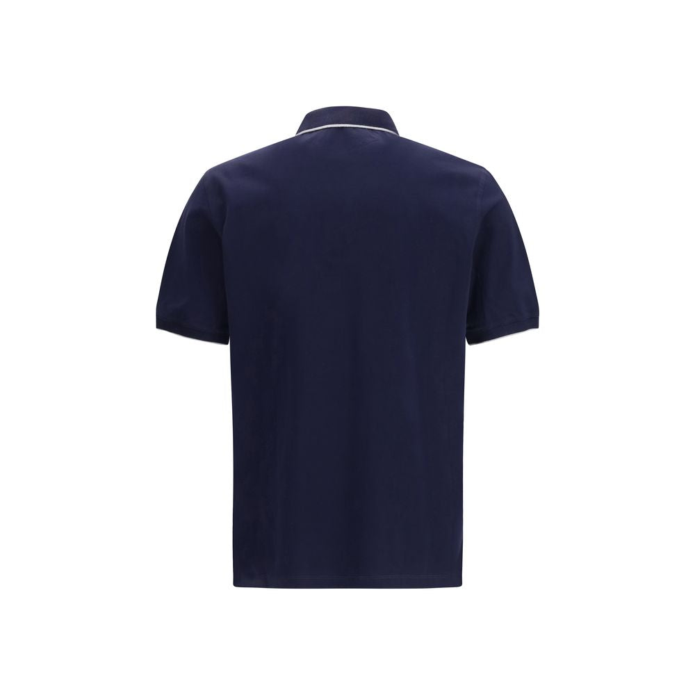 Brunello Cucinelli Blue Cotton Polo Shirt Brunello Cucinelli