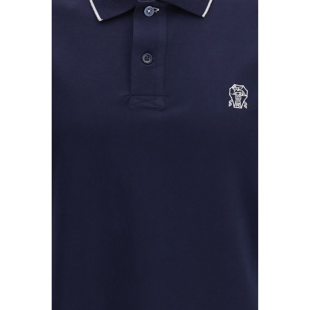 Brunello Cucinelli Blue Cotton Polo Shirt Brunello Cucinelli