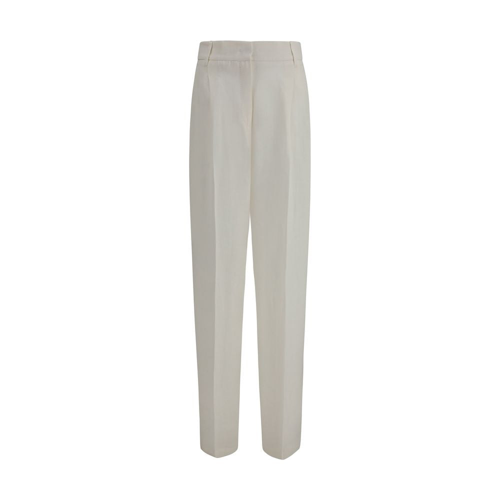 Max Mara White Linen Casual Pants Max Mara