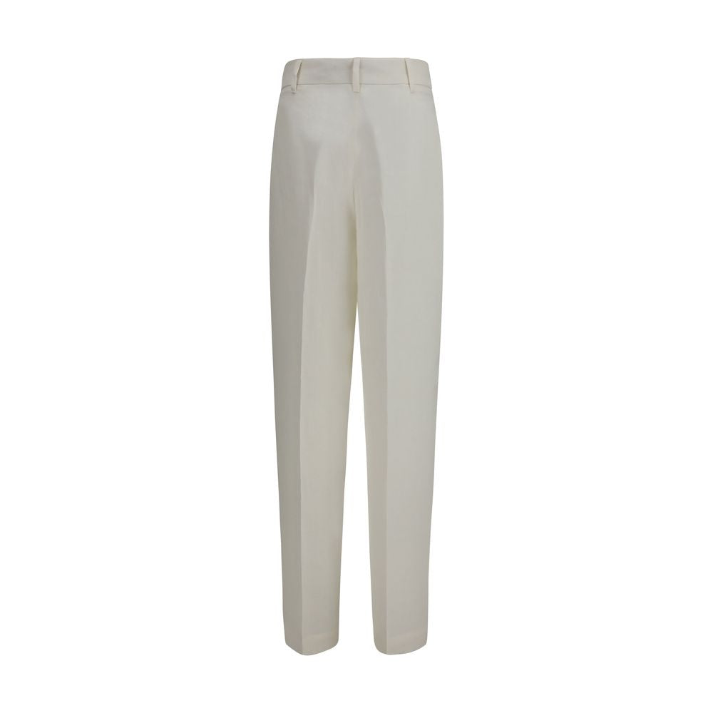 Max Mara White Linen Casual Pants Max Mara