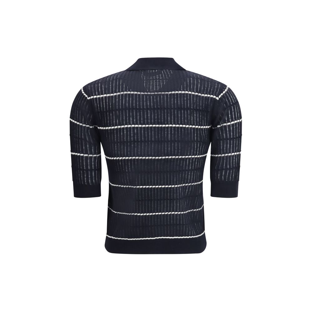 Max Mara Blue Silk Polo Shirt Max Mara