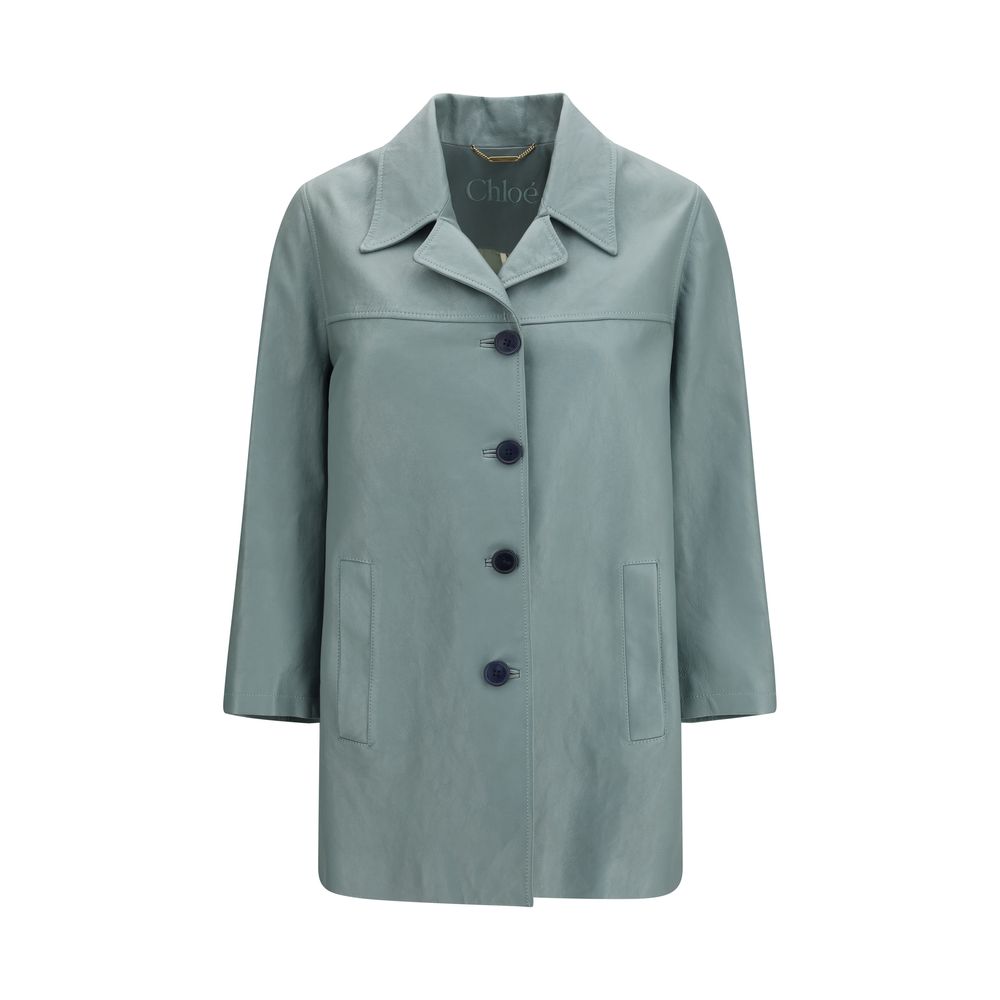 Chloé Blue Lamb Leather Leather Jacket Chloé