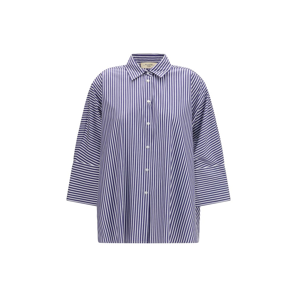 Max Mara Blue Cotton Pattern Shirt Max Mara