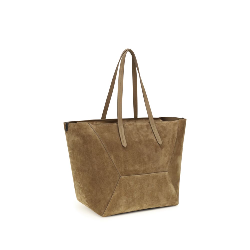 Brunello Cucinelli Beige Calf Leather Bos Taurus Shoulder Bag Brunello Cucinelli