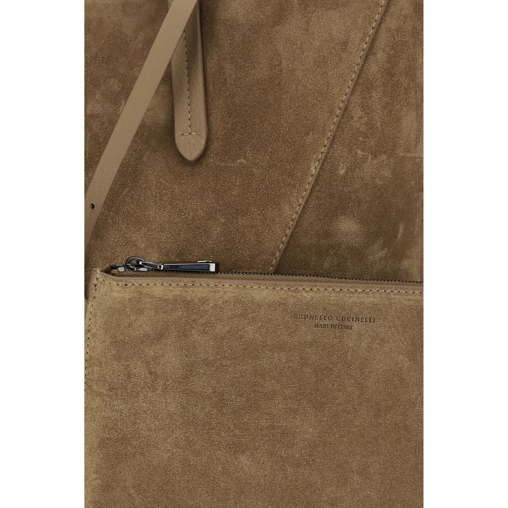 Brunello Cucinelli Beige Calf Leather Bos Taurus Shoulder Bag Brunello Cucinelli