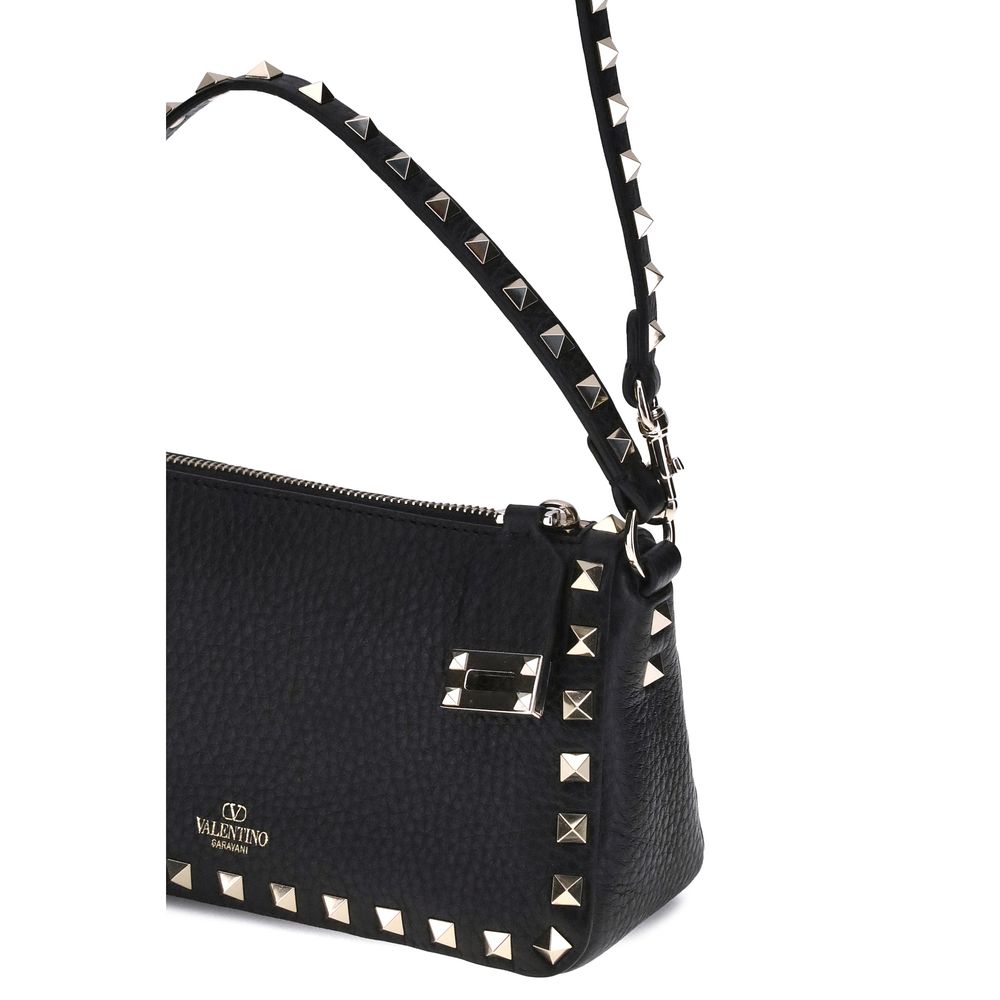 Valentino Garavani Black Calf Leather Bos Taurus Shoulder Bag Valentino Garavani