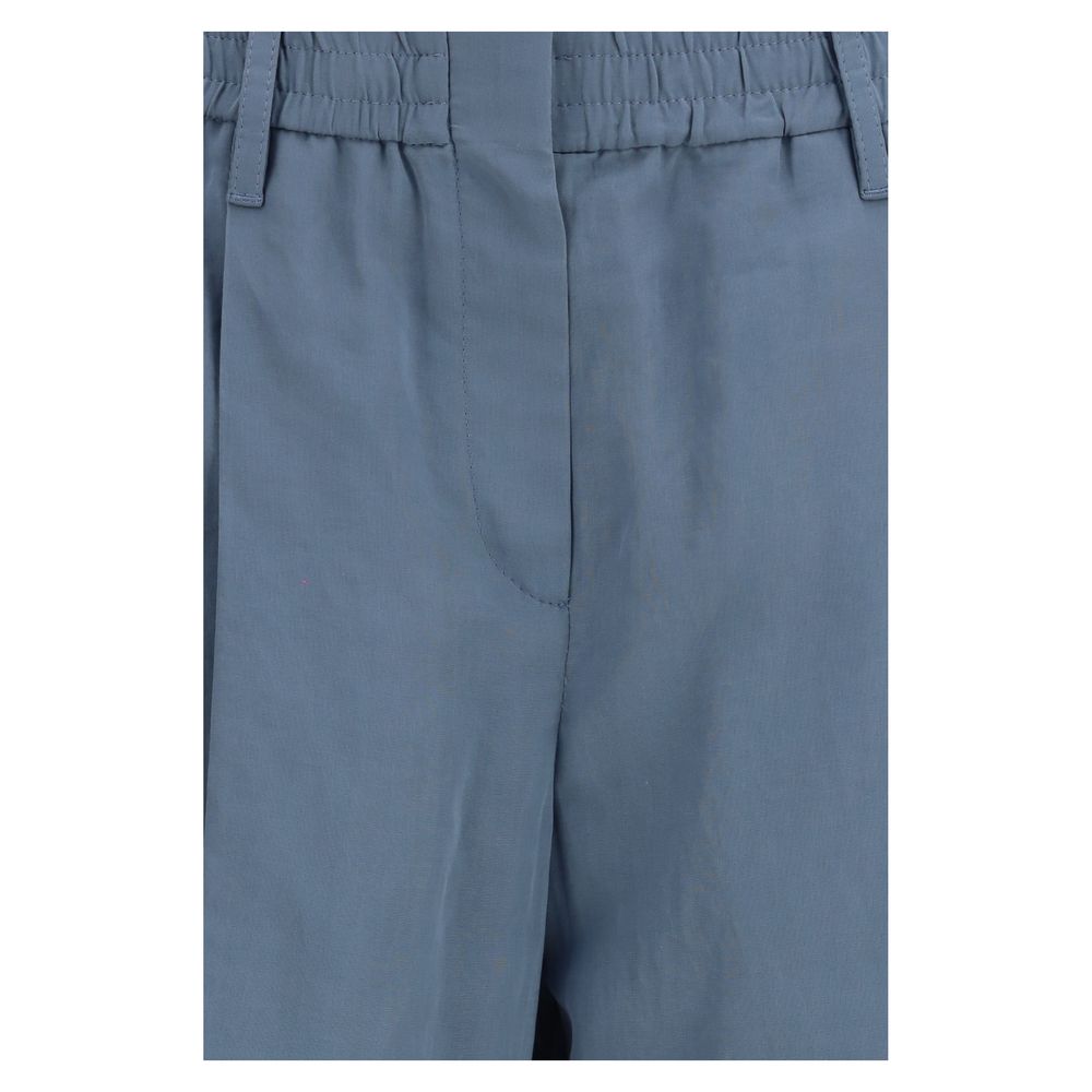 Brunello Cucinelli Blue Cotton Casual Pants Brunello Cucinelli