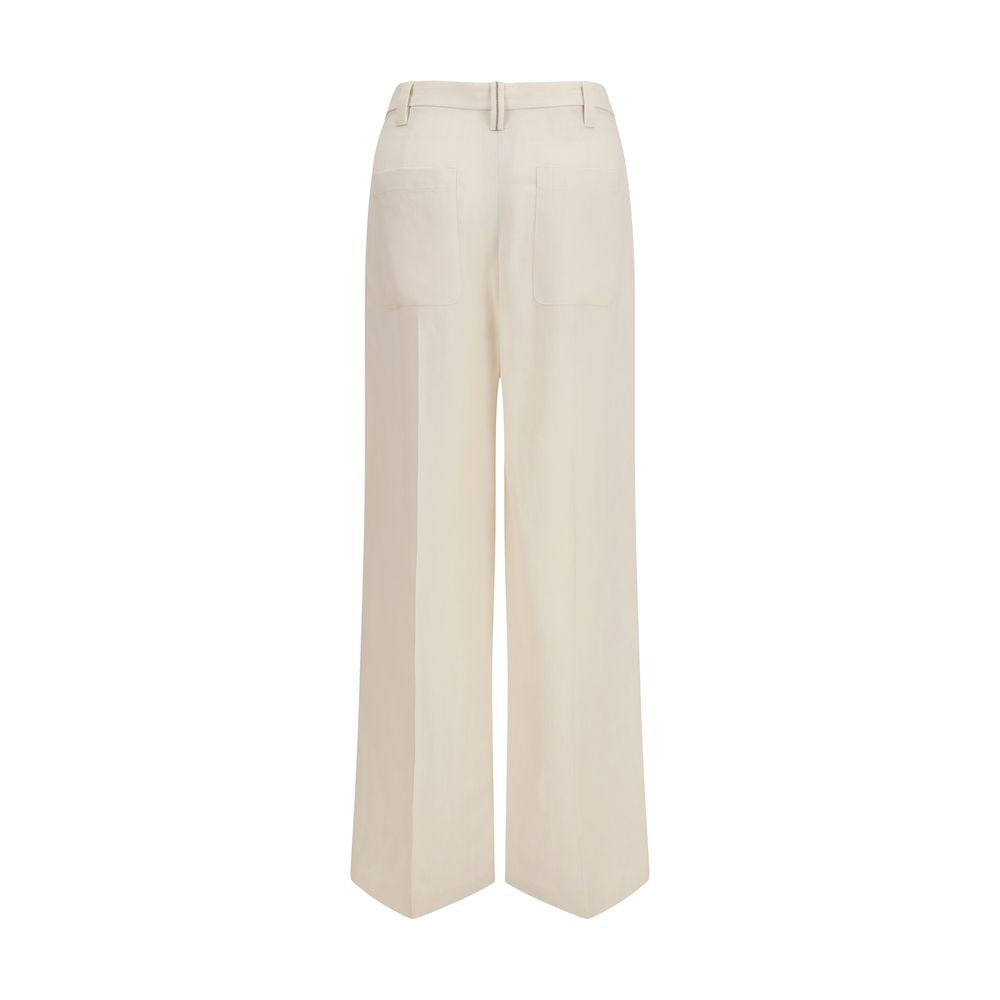 Brunello Cucinelli Beige Viscose Casual Pants Brunello Cucinelli
