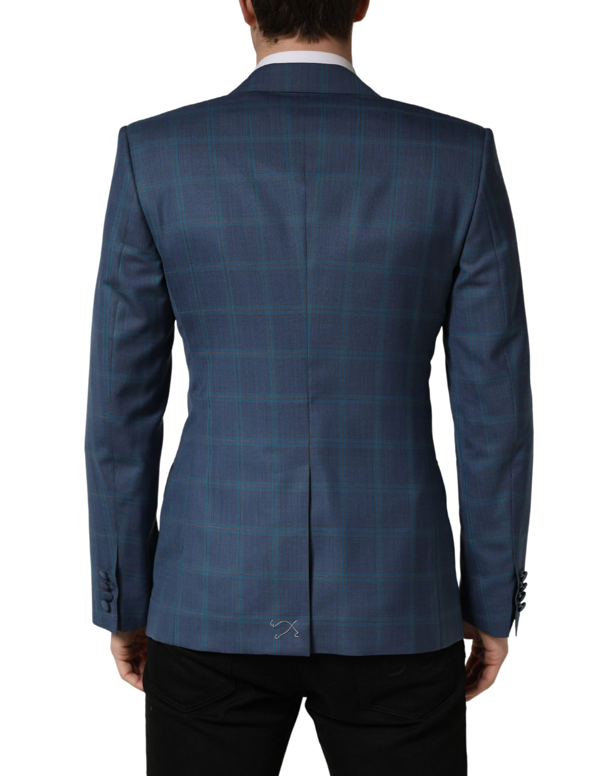 Dolce & Gabbana Blue Checked Double Breasted Men Suit Jacket