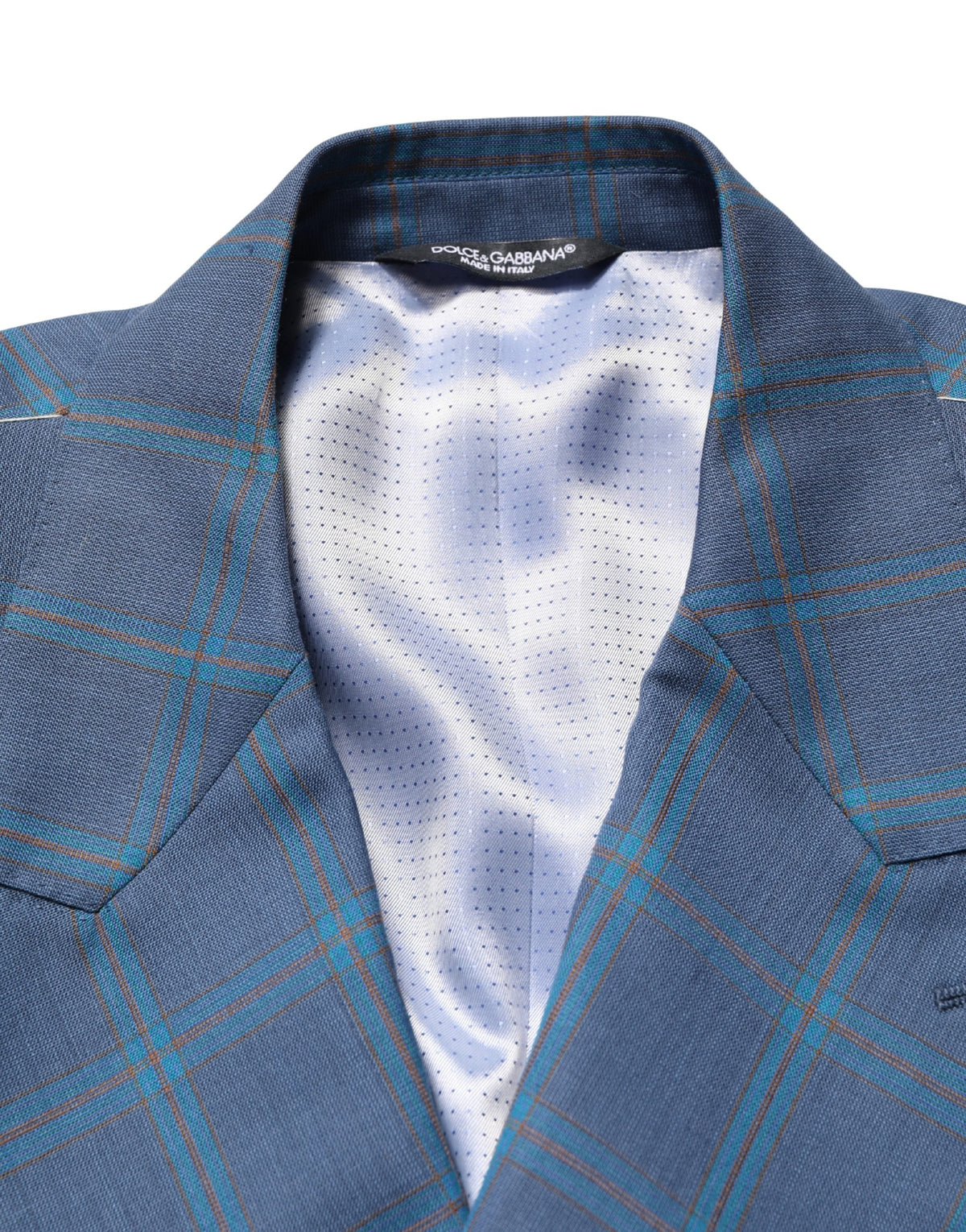 Dolce & Gabbana Blue Checked Double Breasted Men Suit Jacket