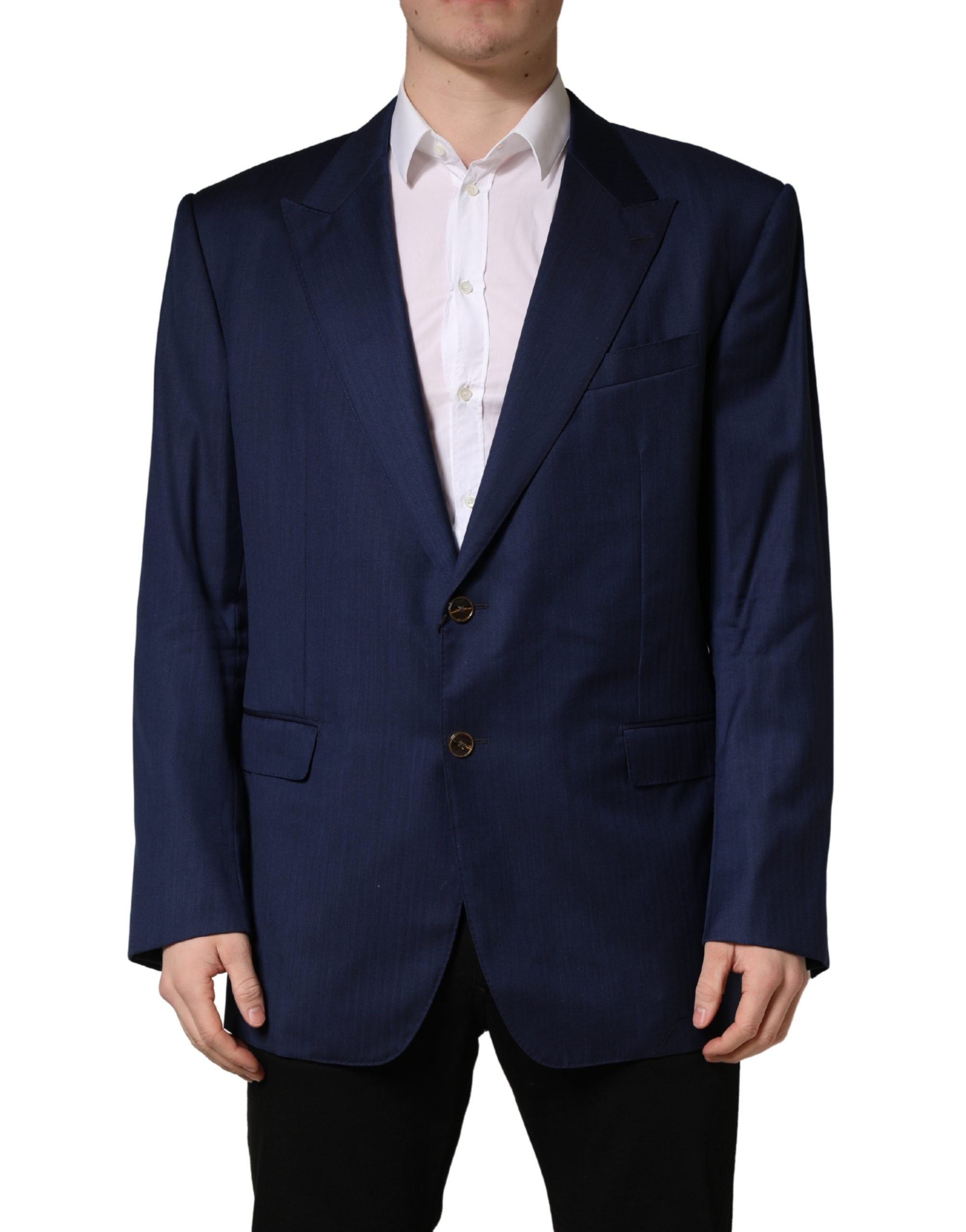 Dolce & Gabbana Blue Single Breasted 2 Button Suit Jacket Dolce & Gabbana