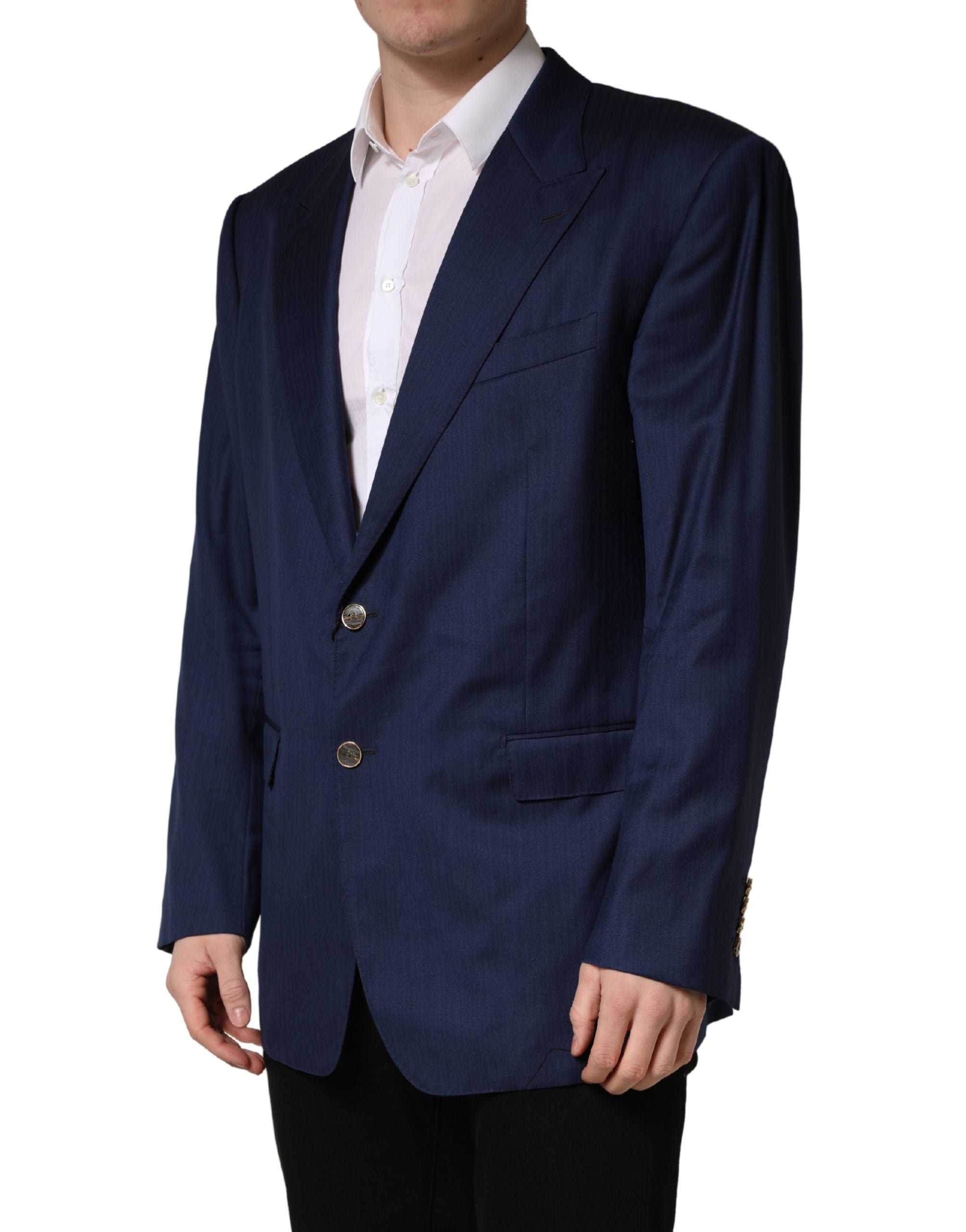 Dolce & Gabbana Blue Single Breasted 2 Button Suit Jacket Dolce & Gabbana