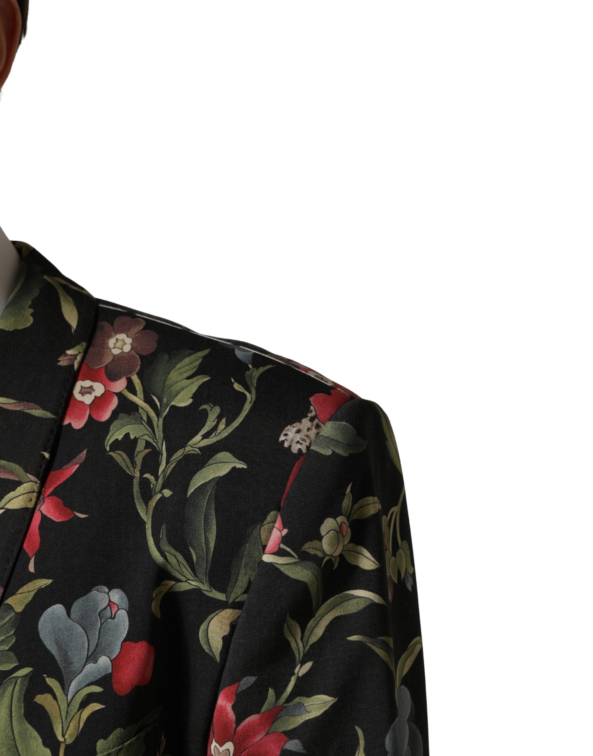 Dolce & Gabbana Multicolor Floral Leopard 1 Button Men Suit Jacket Dolce & Gabbana