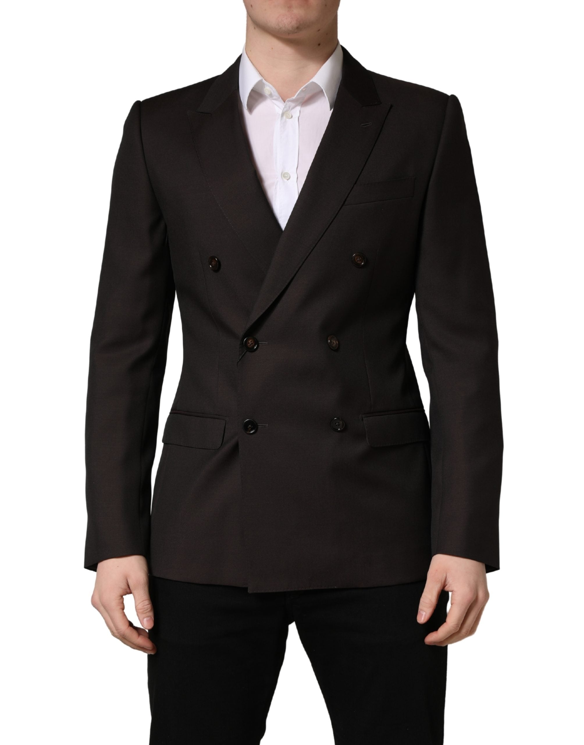 Dolce & Gabbana Dark Violet Wool Double Breasted Suit Jacket Dolce & Gabbana