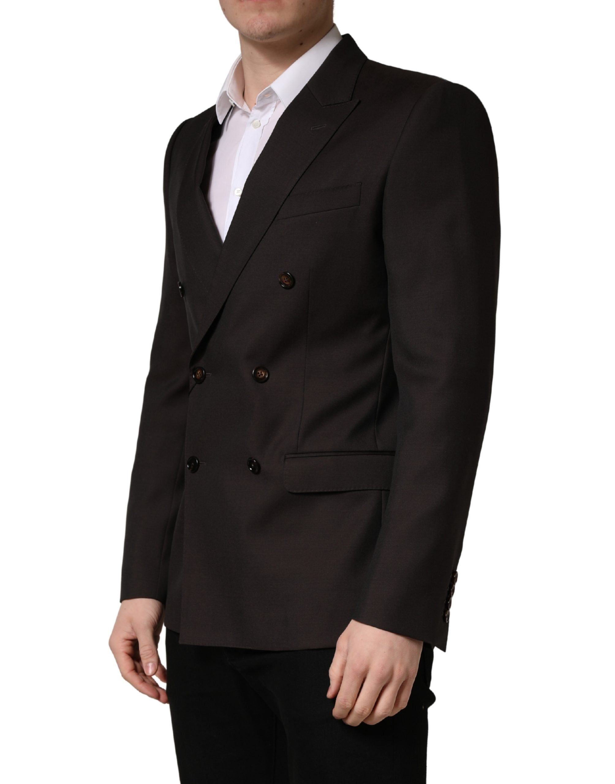 Dolce & Gabbana Dark Violet Wool Double Breasted Suit Jacket Dolce & Gabbana
