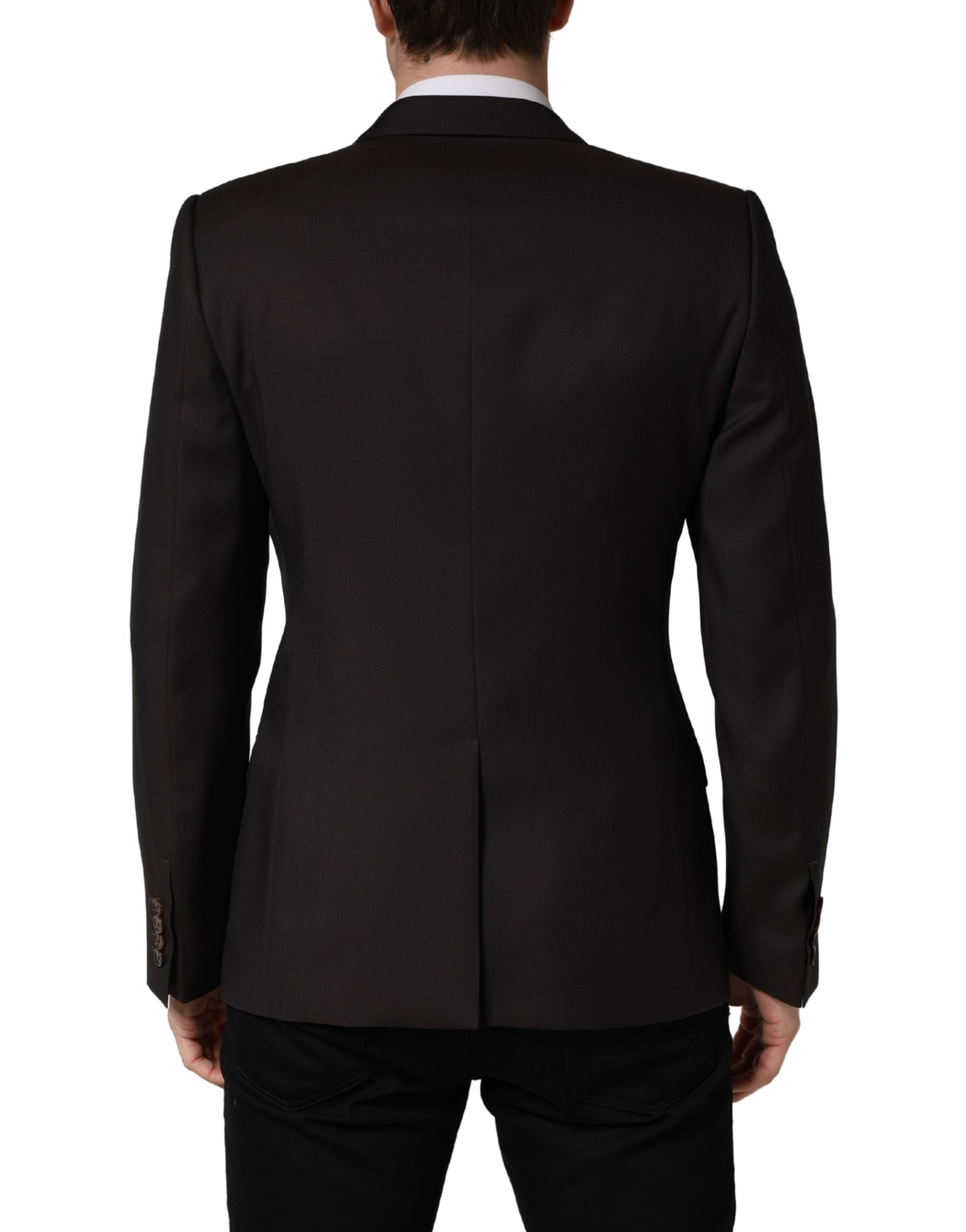 Dolce & Gabbana Dark Violet Wool Double Breasted Suit Jacket Dolce & Gabbana