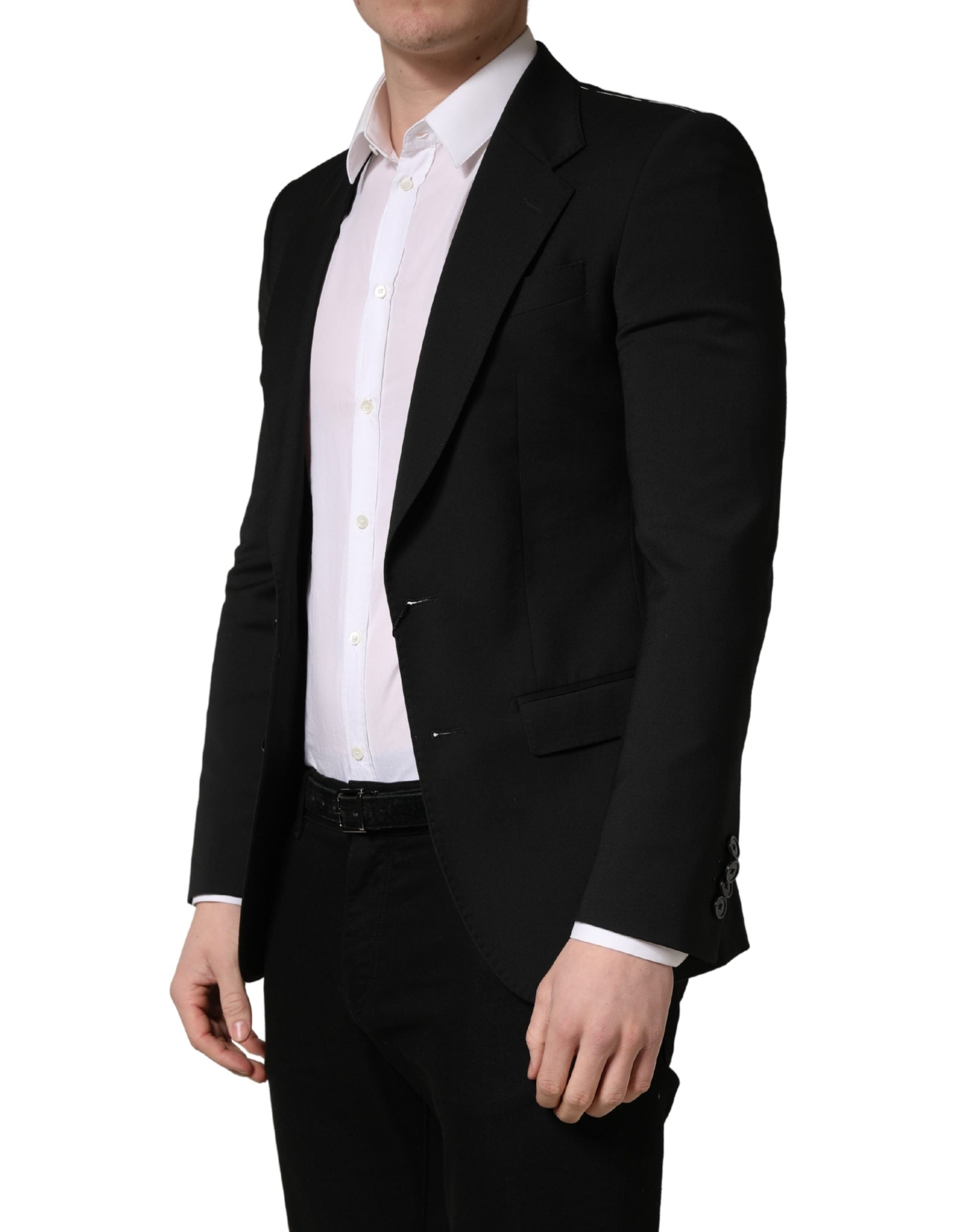 Dolce & Gabbana Black Polyester 2 Buttons Men Suit Jacket Dolce & Gabbana