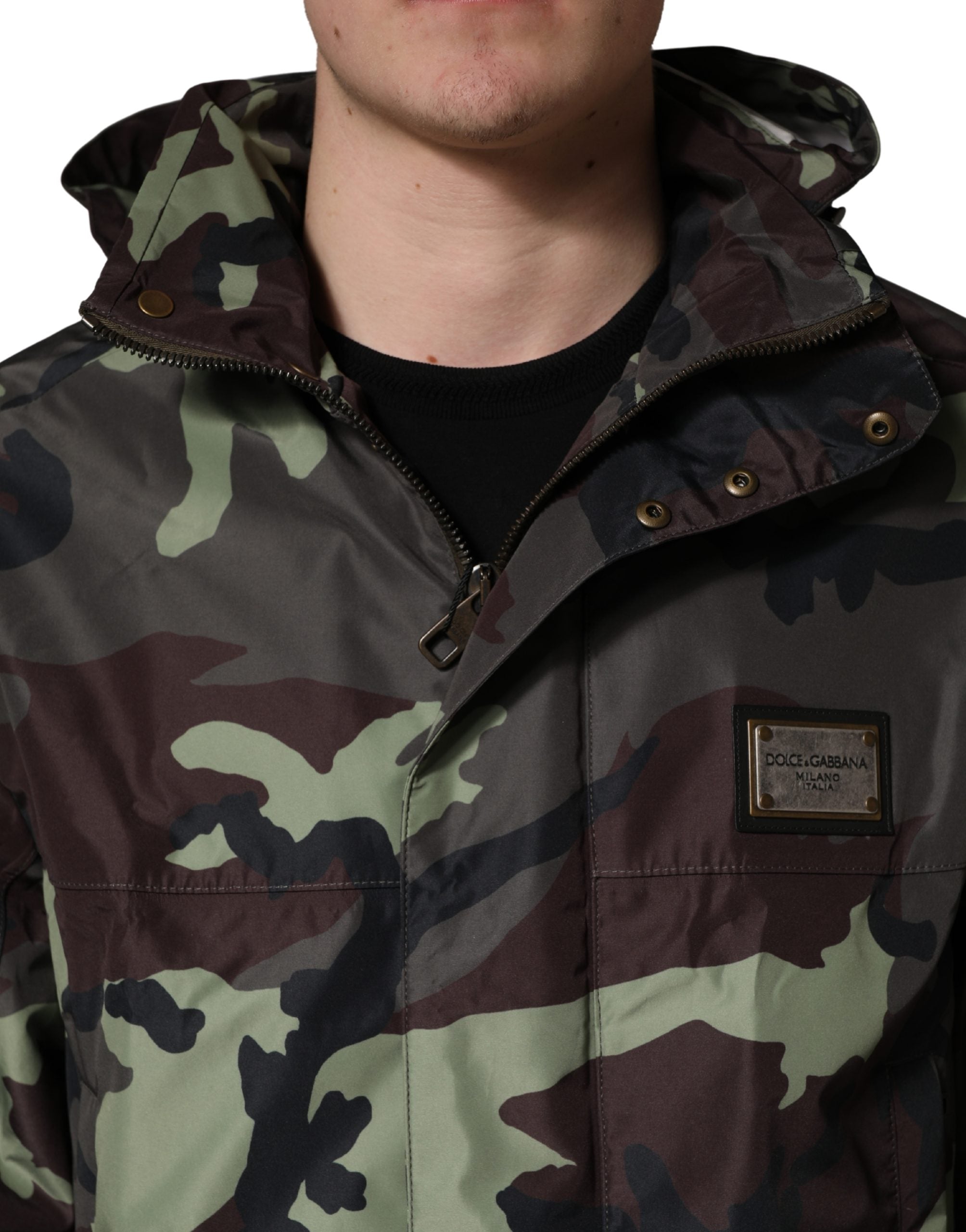 Dolce & Gabbana Multicolor Camouflage Hooded Bomber Jacket Dolce & Gabbana