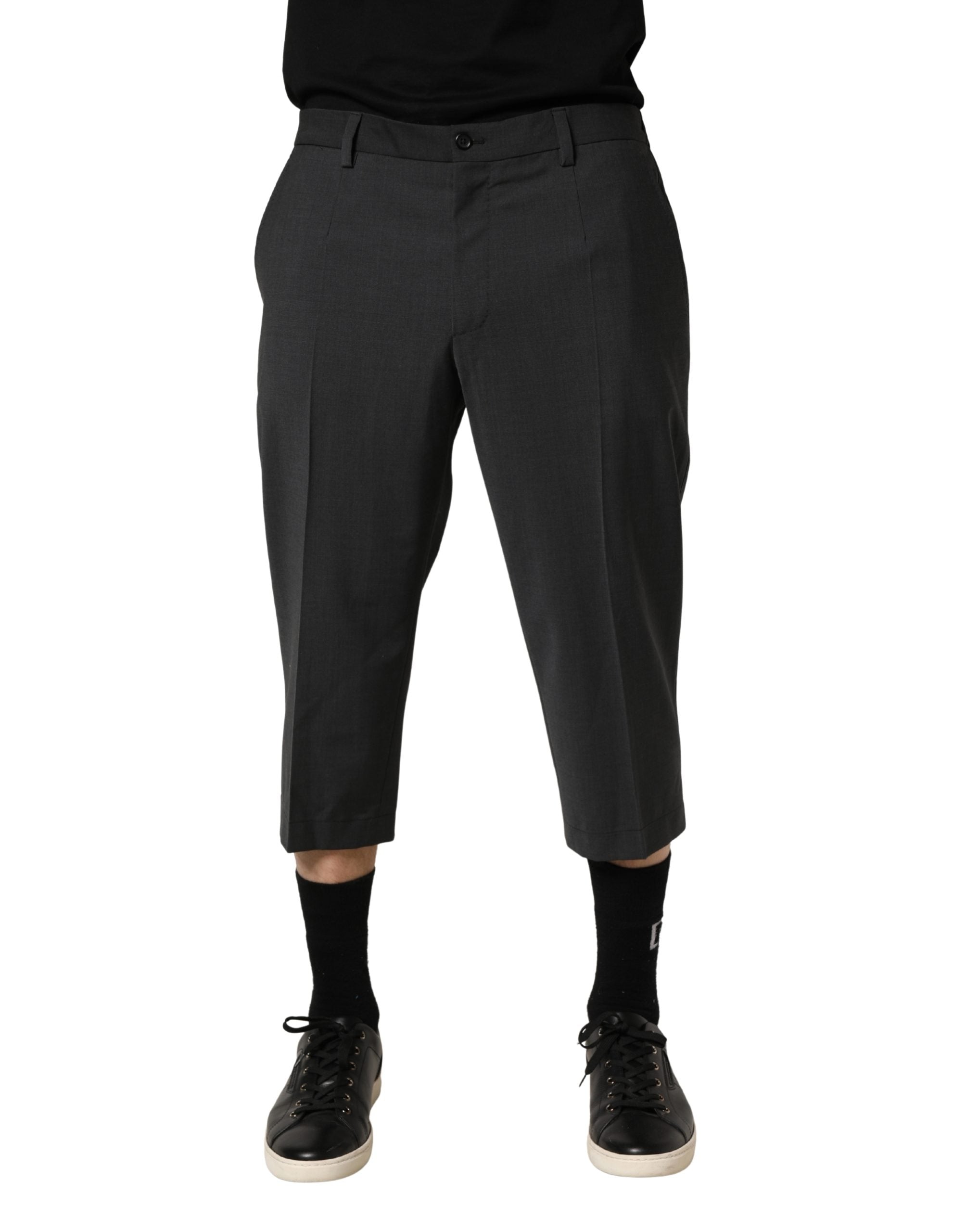 Dolce & Gabbana Dark Gray Wool Cropped Chino Trouser Pants Dolce & Gabbana