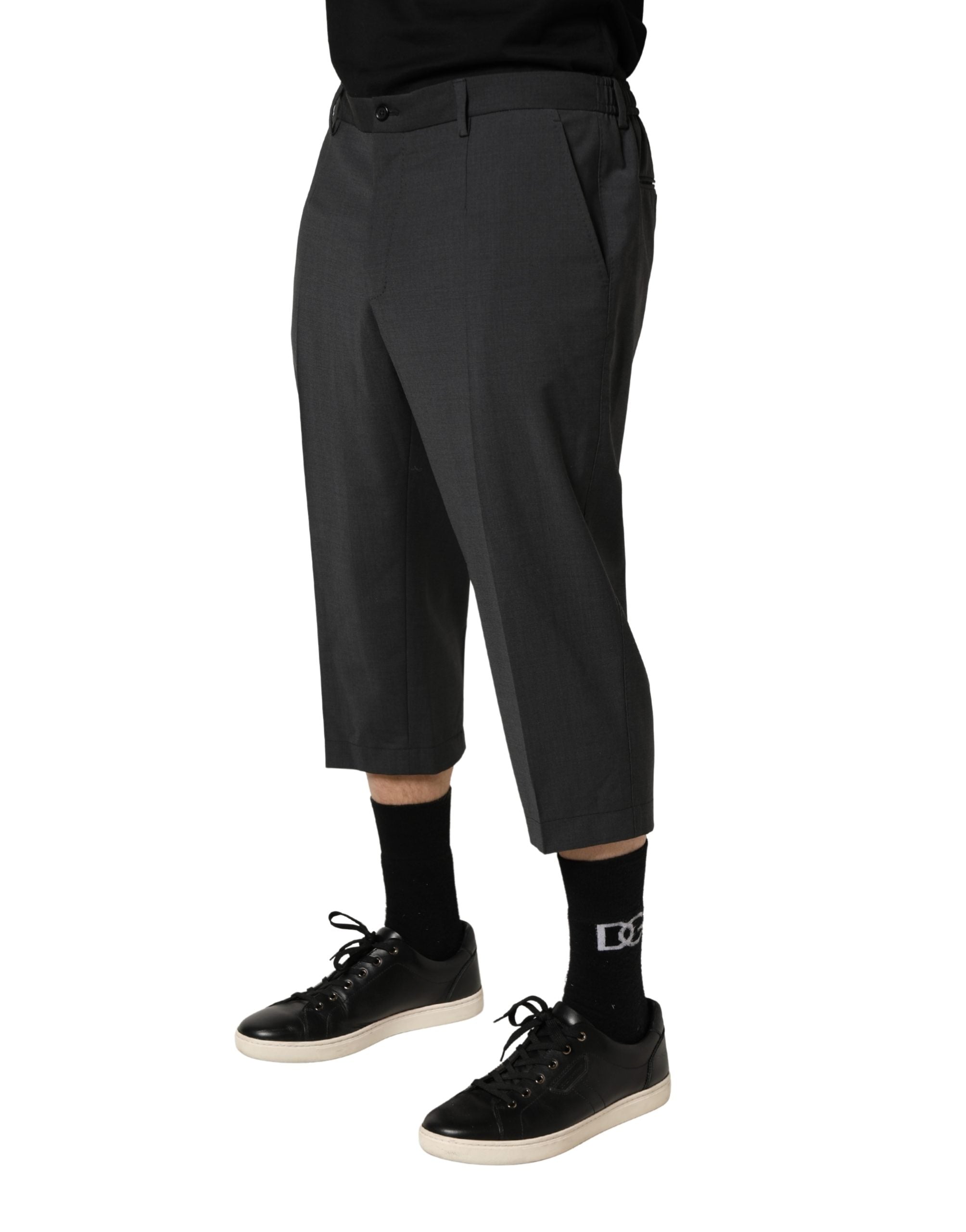 Dolce & Gabbana Dark Gray Wool Cropped Chino Trouser Pants Dolce & Gabbana